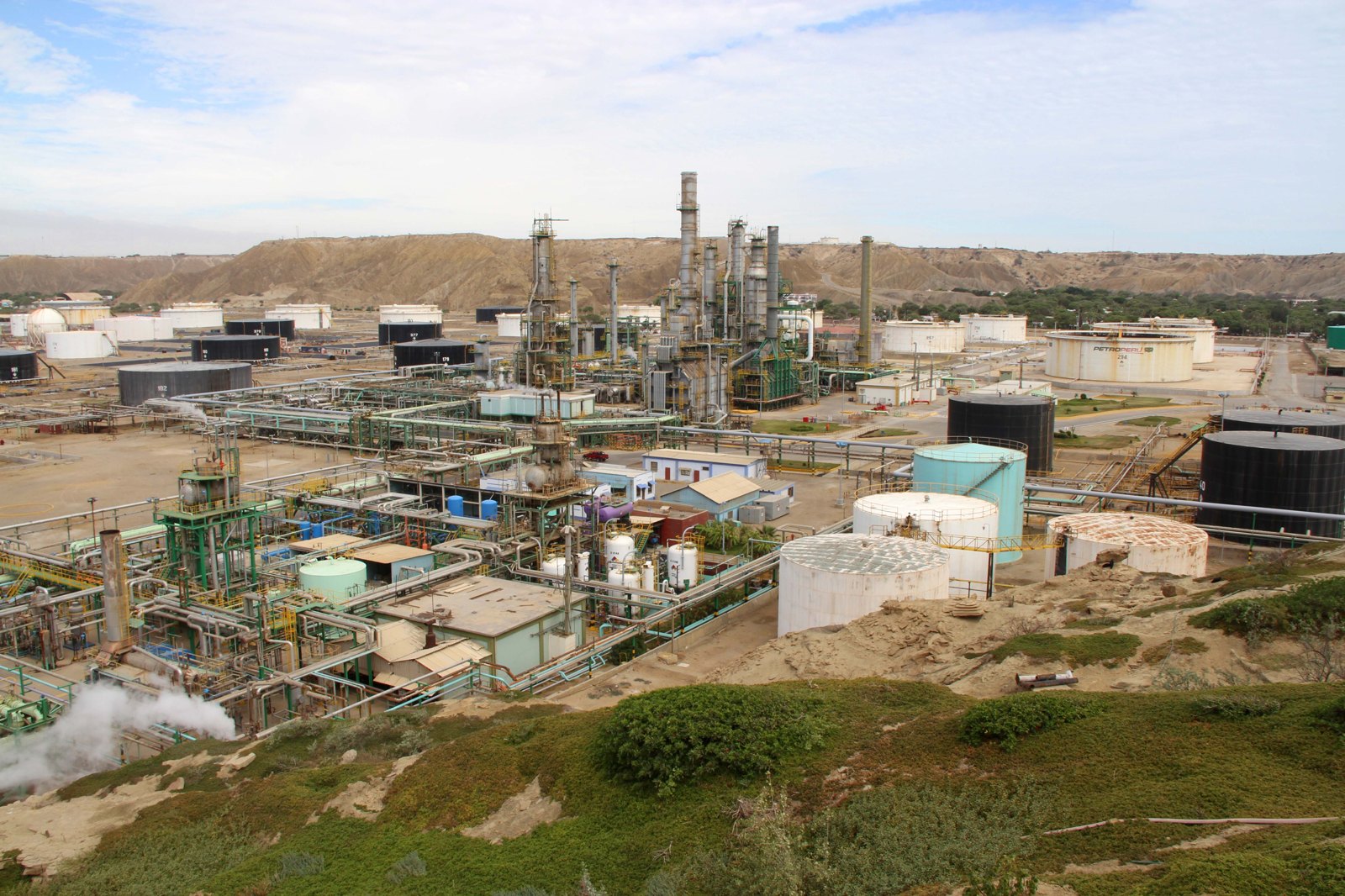 An oil refinery complex.