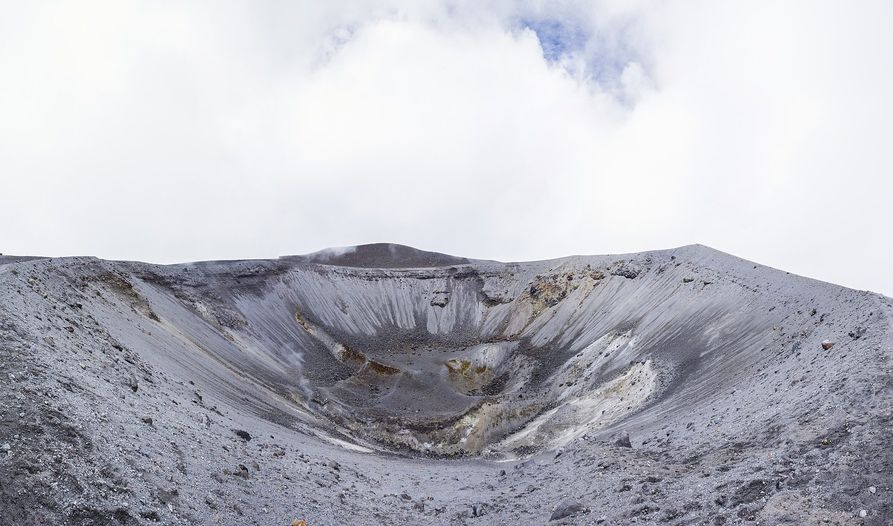 Colombia reconstruction - the crater of the Purace volcano in Cauca, Colombia, under orange alert