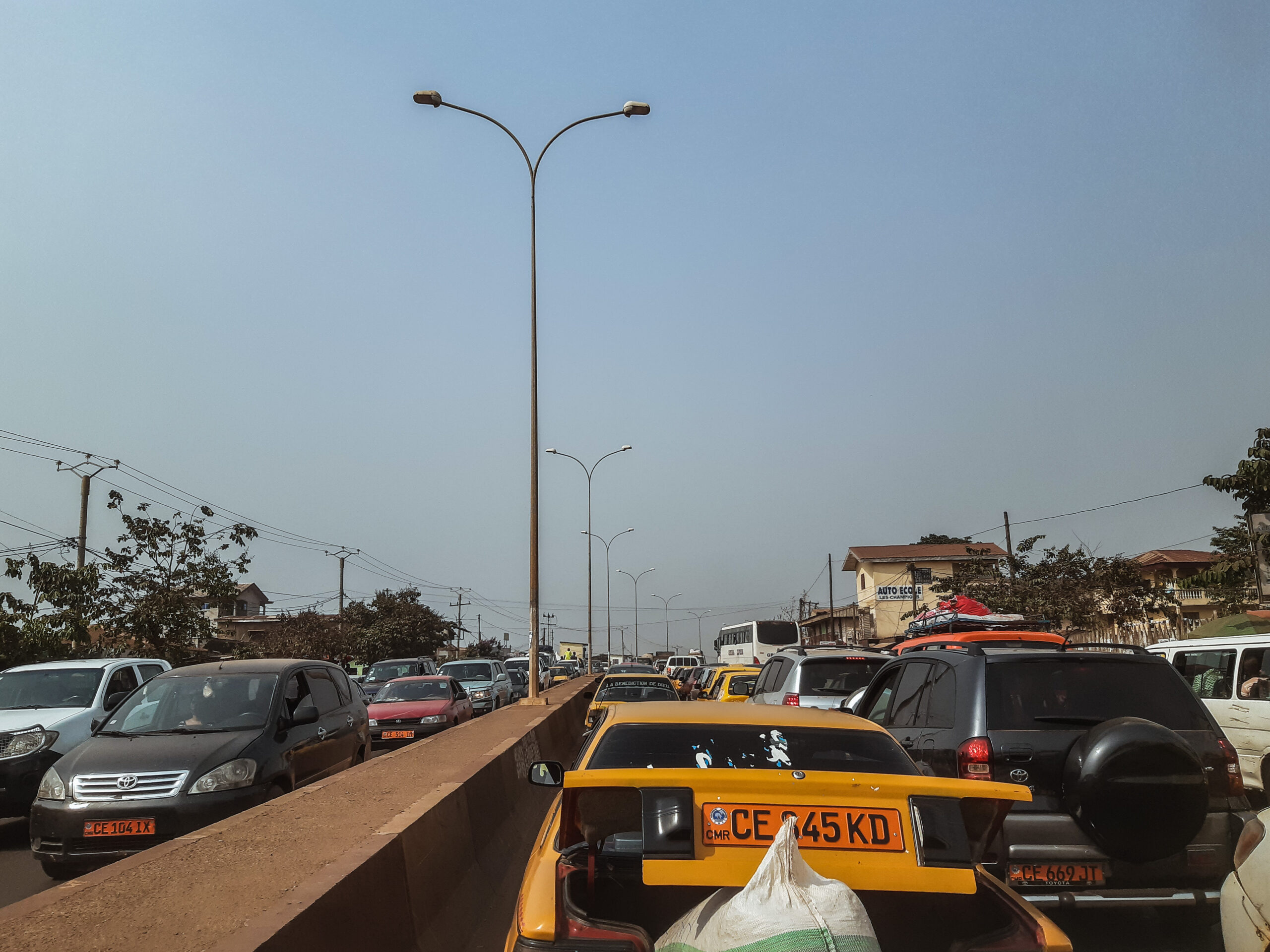 Cameroon road delays: traffic queueing on the RN1 highway in Yaounde