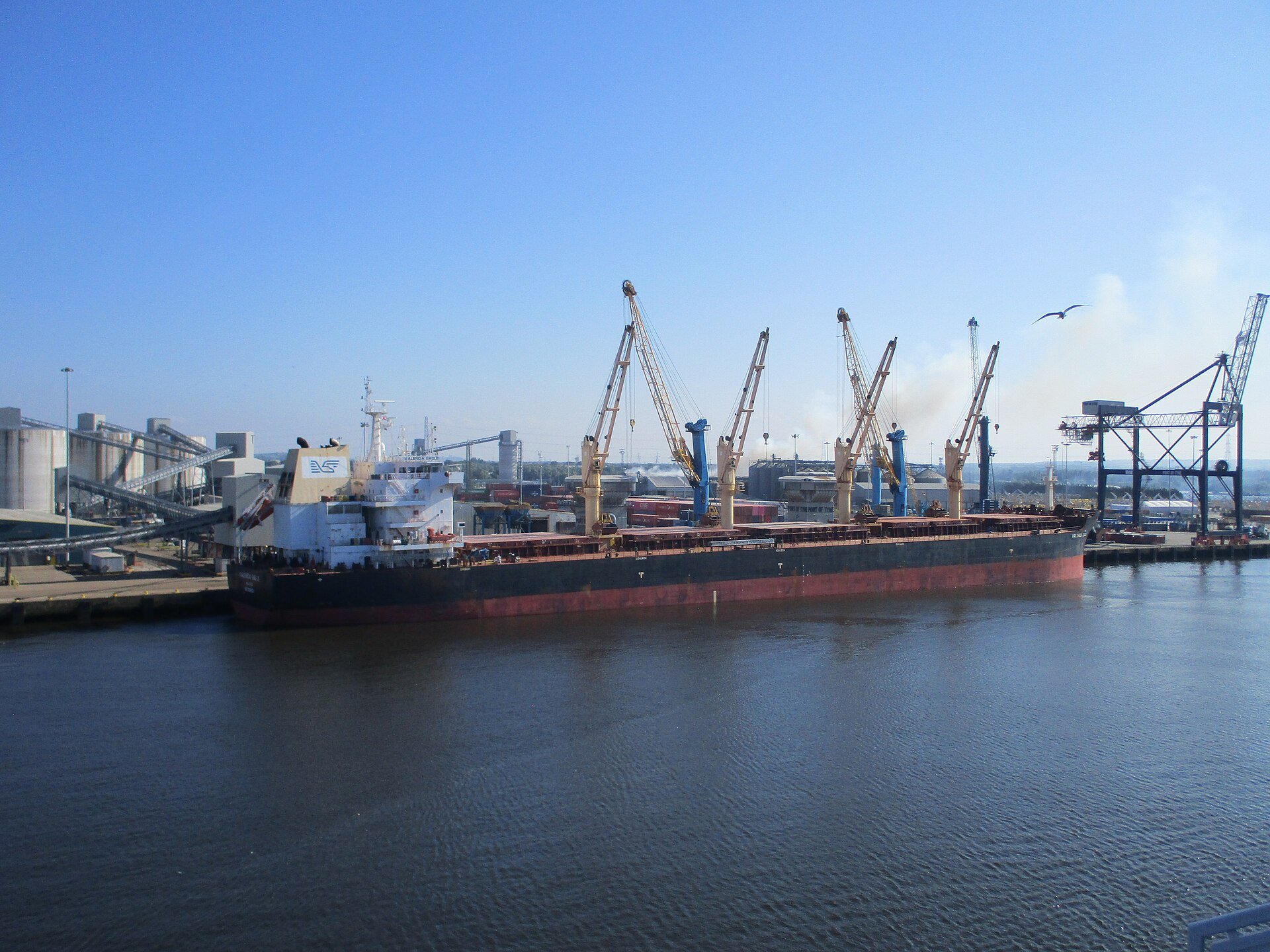 Porto Sudeste - a bulk carrier loading iron ore at a port jetty