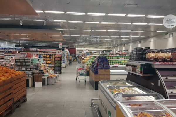 Supermarket aisle in Buenos Aires, where Argentine household debt now pays for groceries