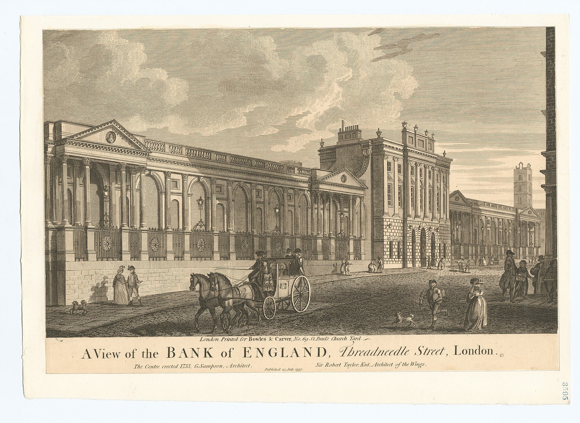 Venezuela gold - historic engraving of the Bank of England on Threadneedle Street, London