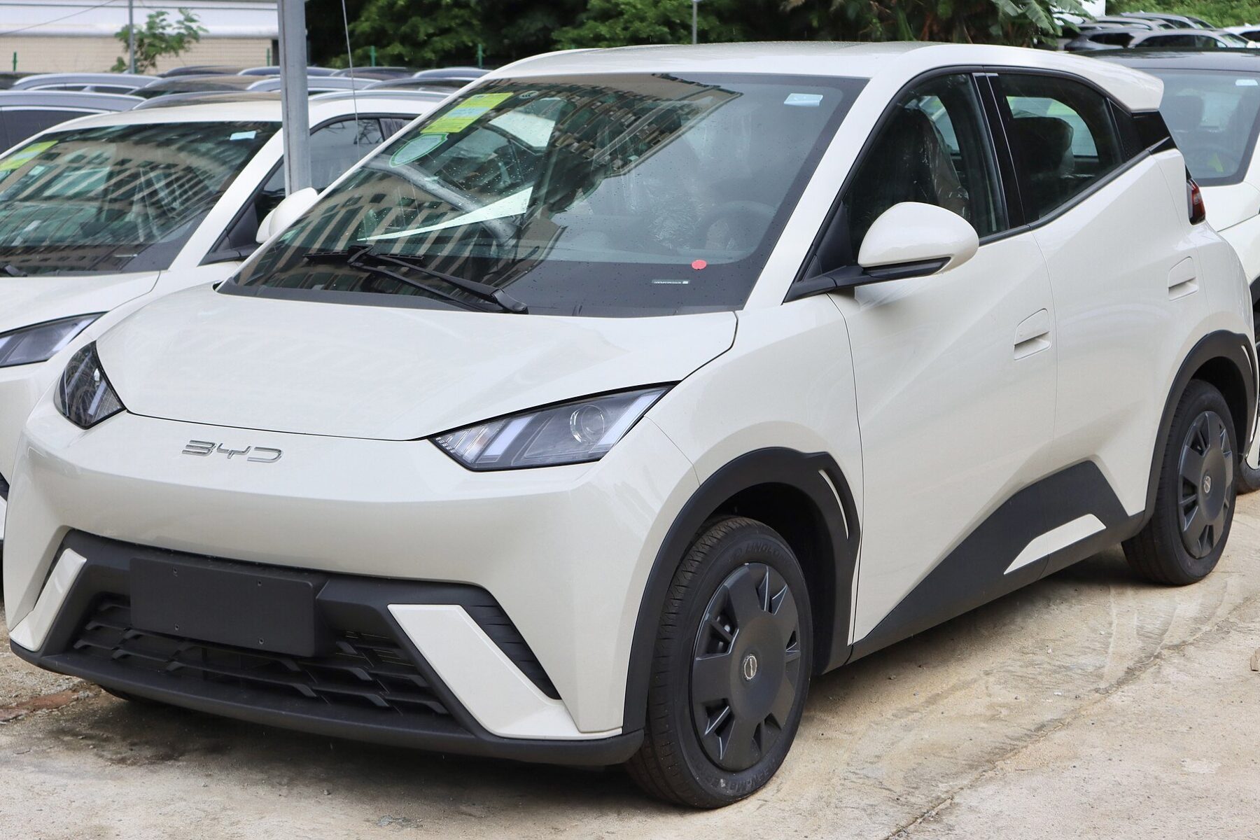 Chinese cars in Mexico - a BYD compact electric hatchback parked on a street