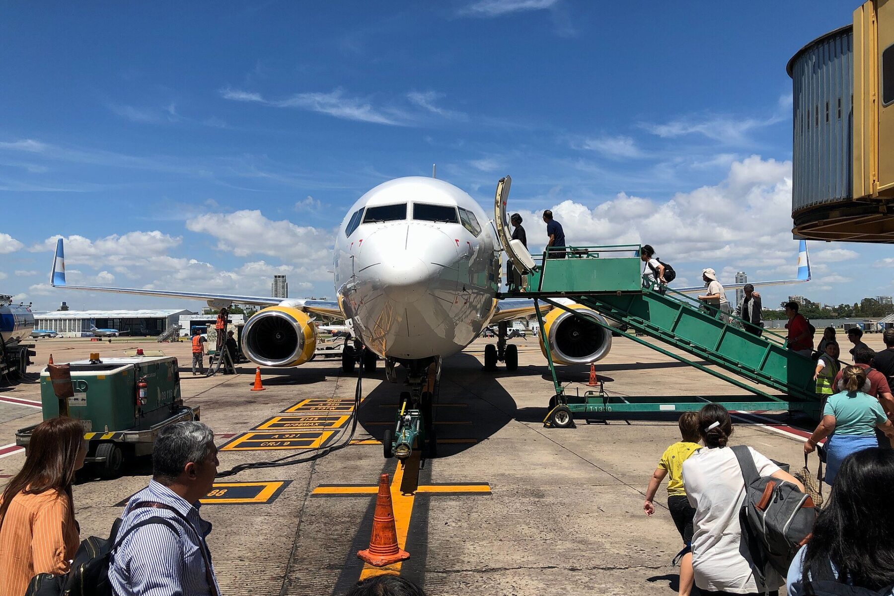 Aeroparque - passengers boarding an aircraft at the Buenos Aires city airport