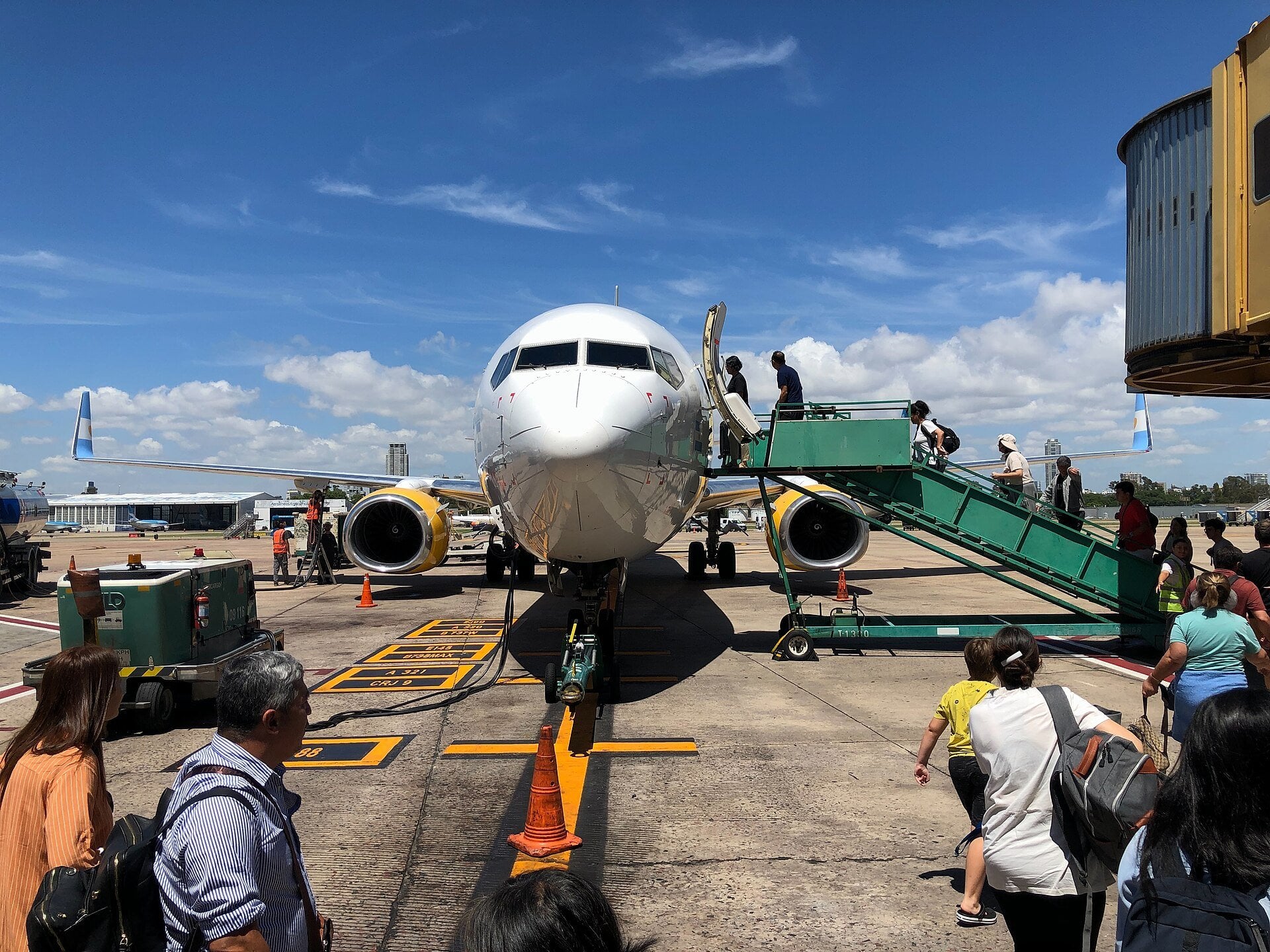 Aeroparque - passengers boarding an aircraft at the Buenos Aires city airport