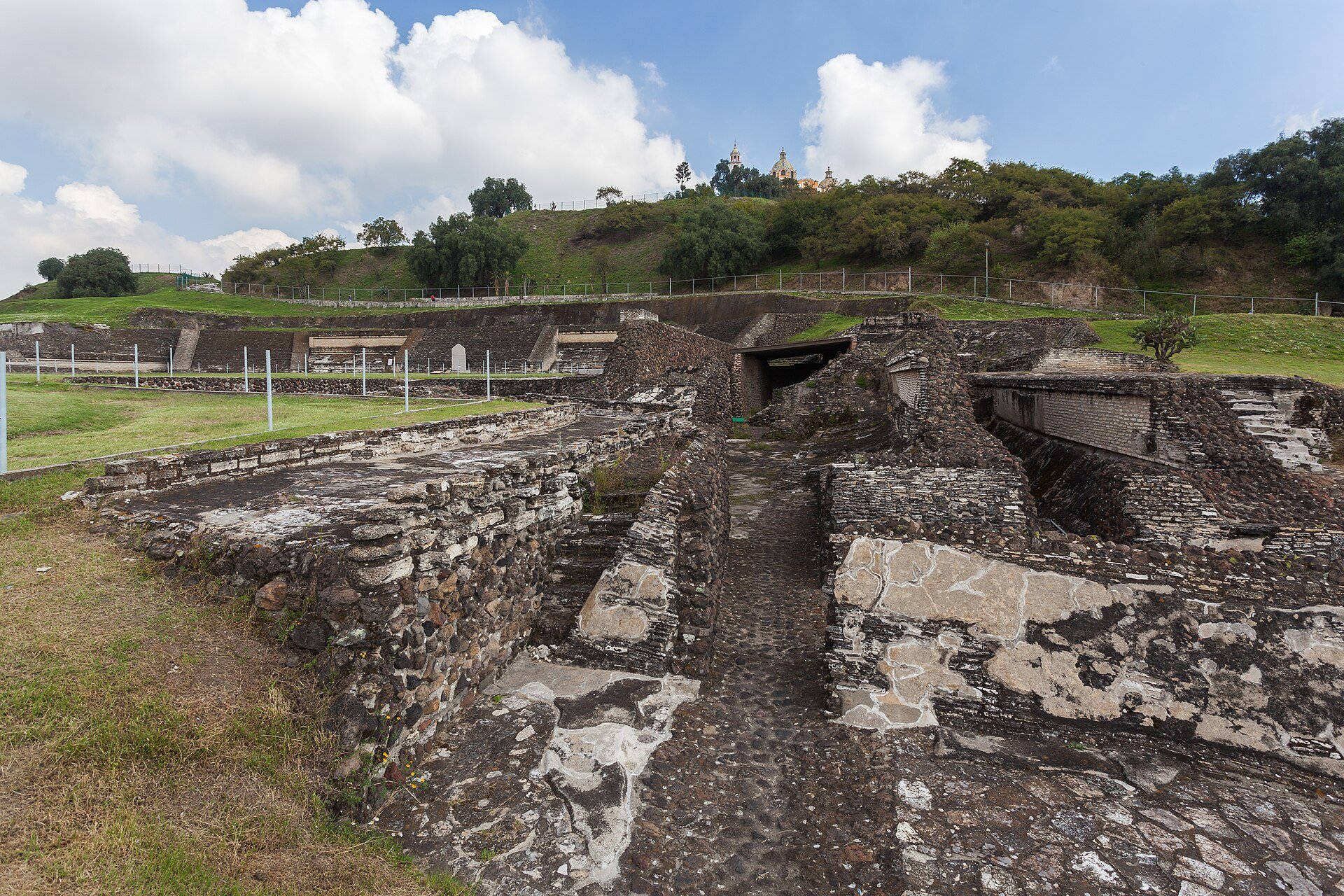 Tecate Comuna - the great pyramid and church of Cholula near the Puebla festival venue