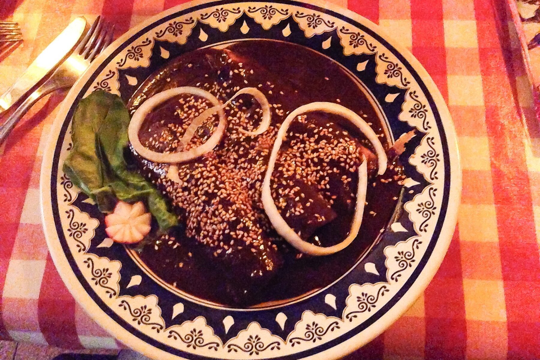 Puebla restaurants - a plate of traditional mole poblano