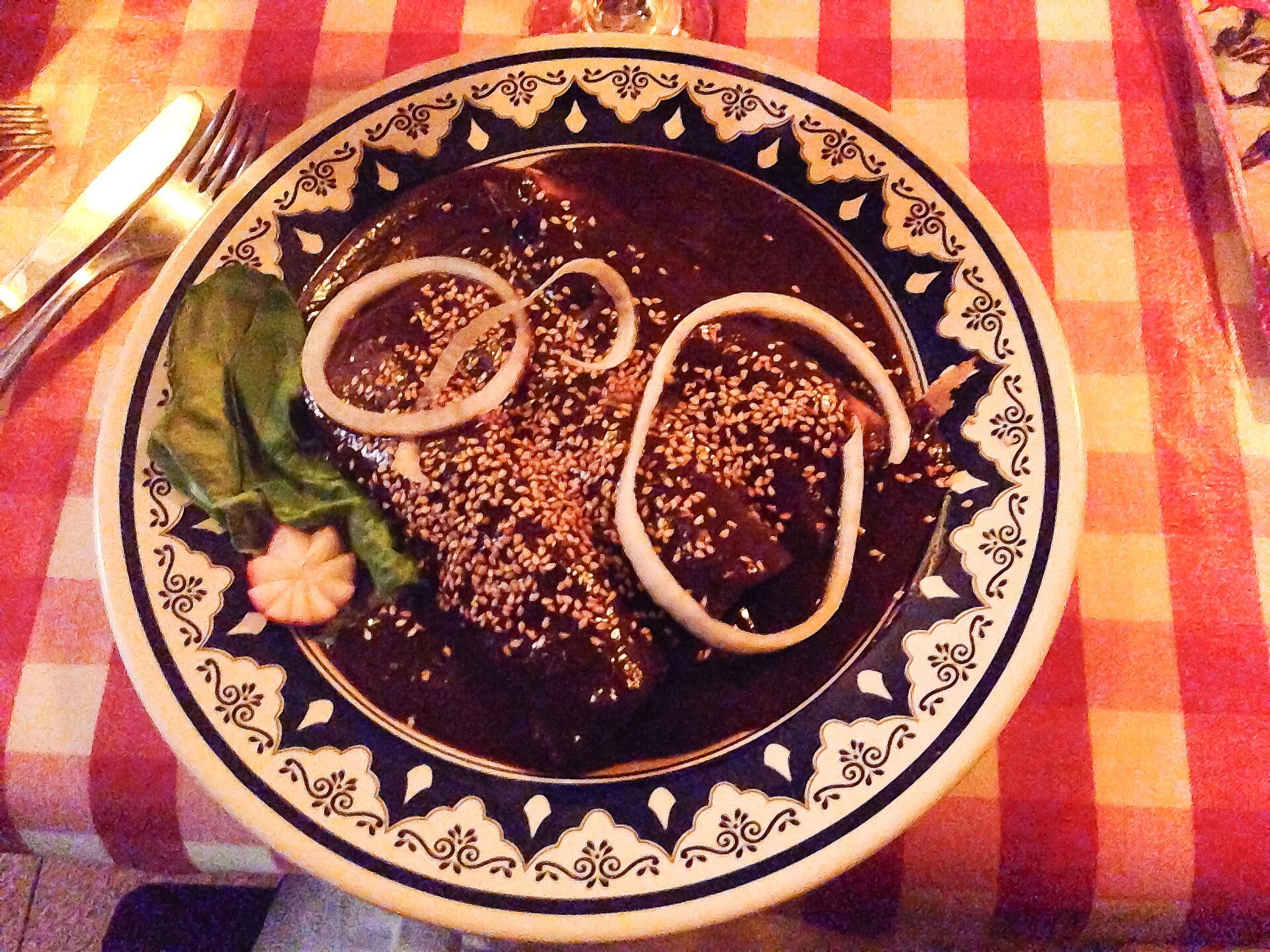 Puebla restaurants - a plate of traditional mole poblano