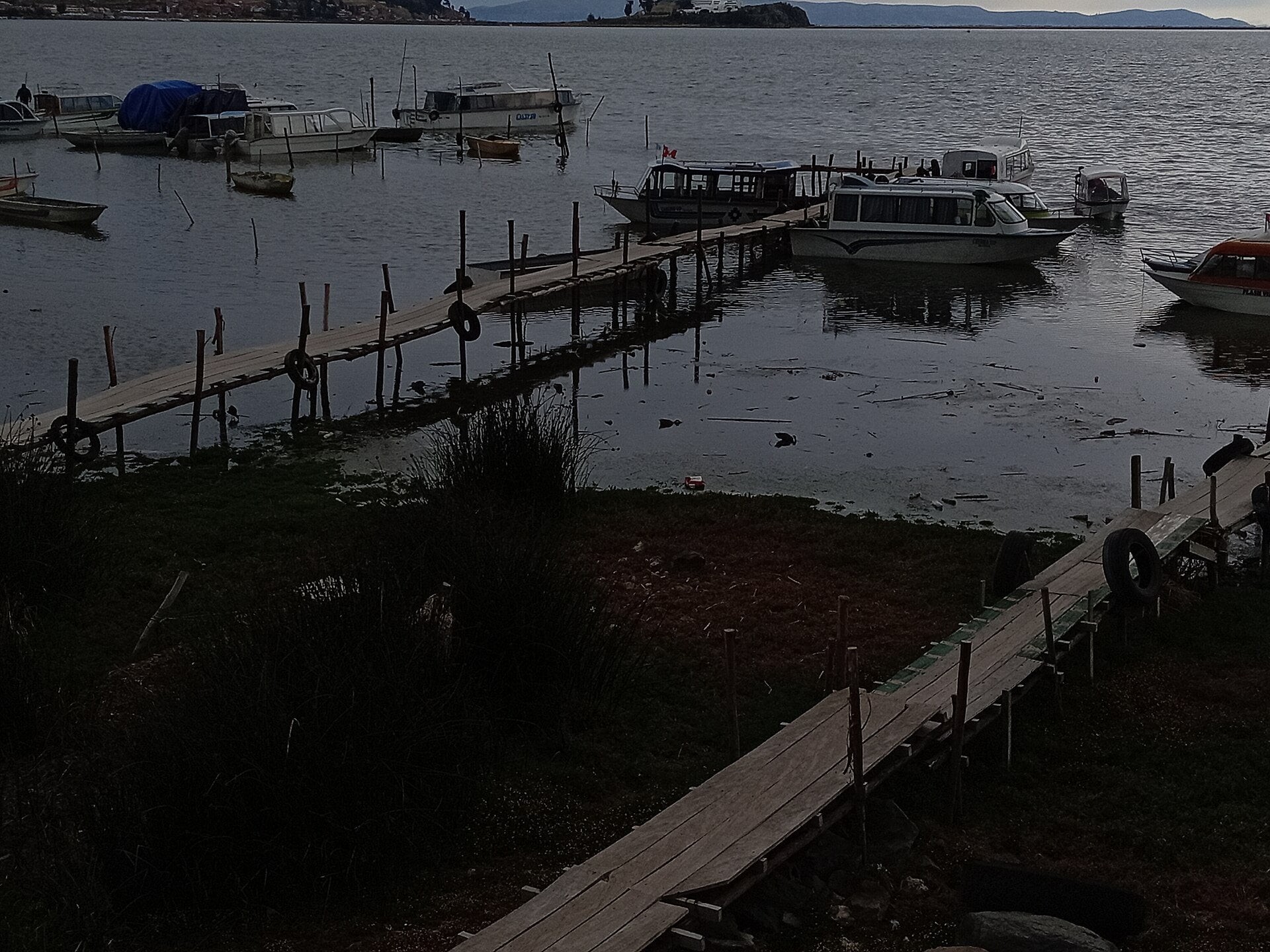 Lake Titicaca - a jetty on the shore of the lake at Puno
