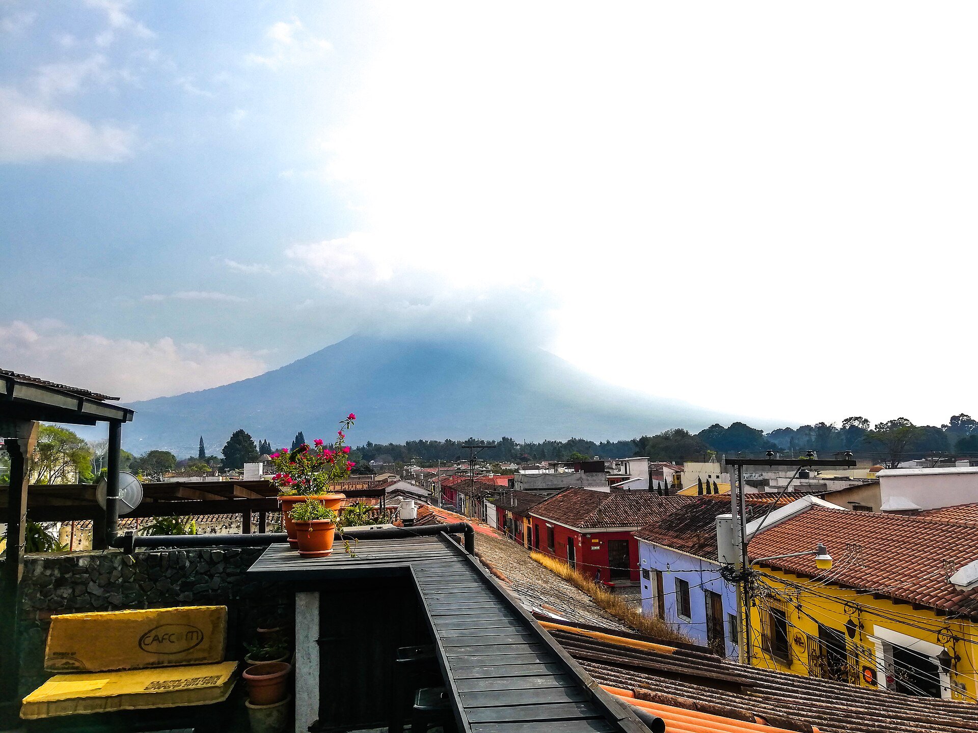 Guatemala property tax - colonial street in Antigua Guatemala with historic buildings