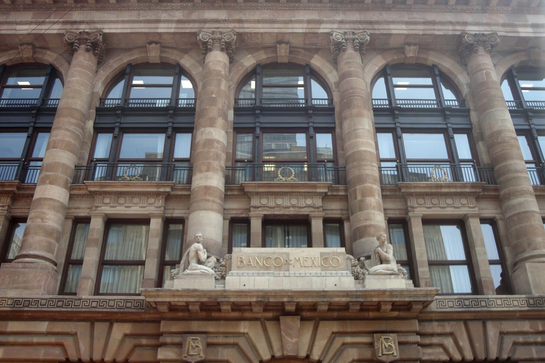 Mexican peso - facade of the Banco de Mexico central bank building in Mexico City