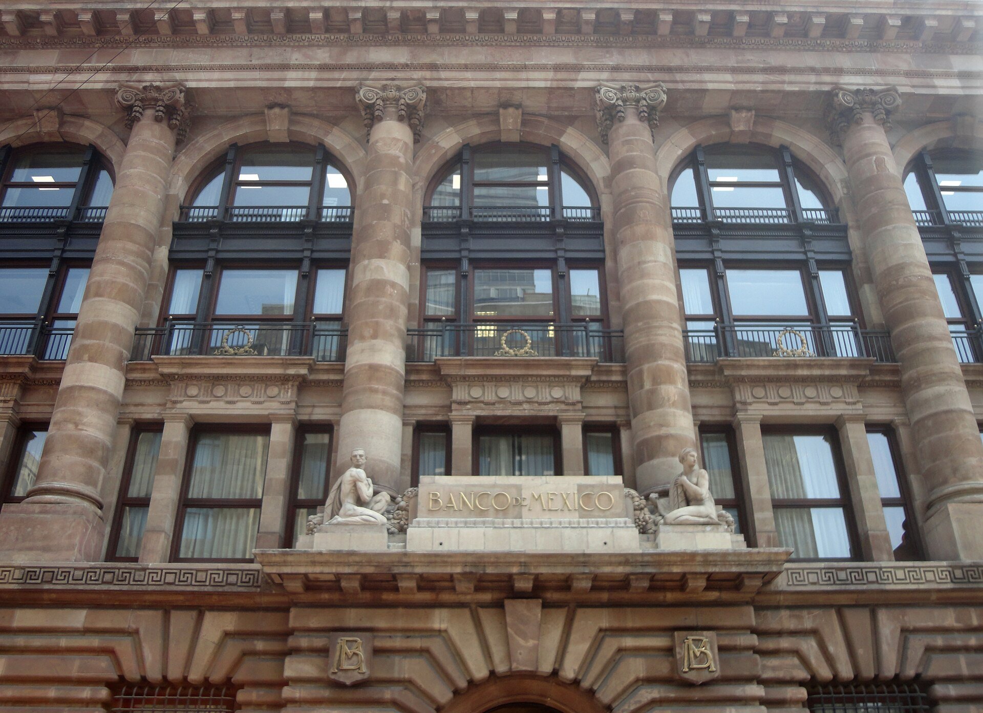 Mexican peso - facade of the Banco de Mexico central bank building in Mexico City