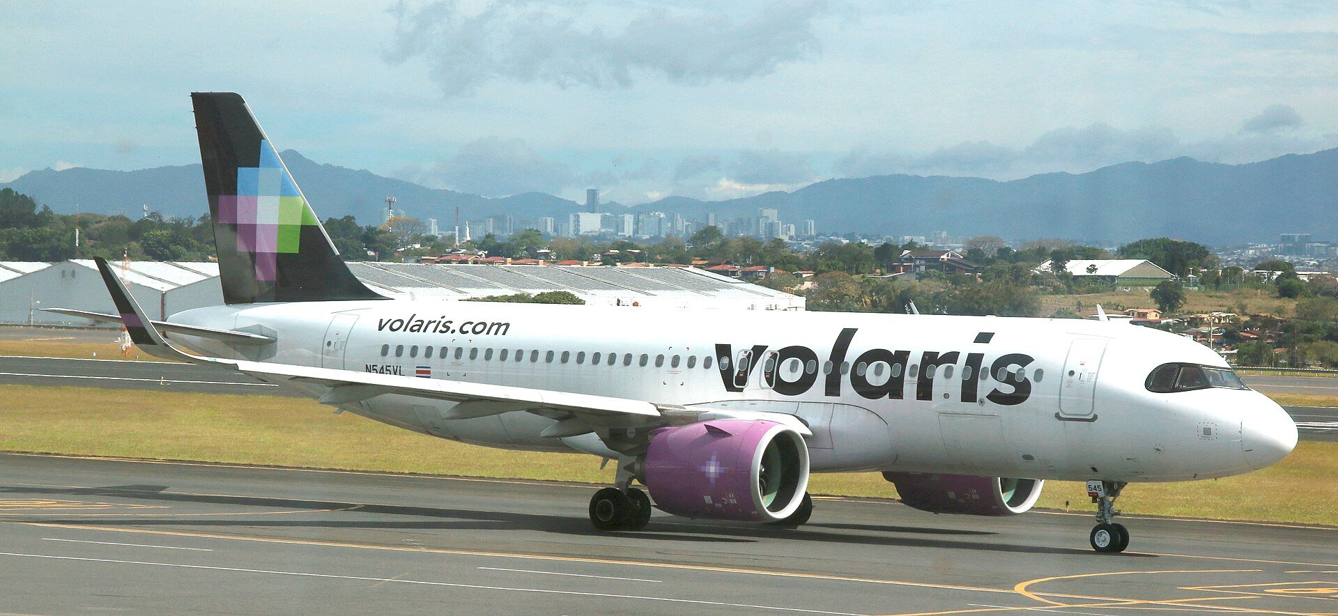 Costa Rica - a Volaris aircraft at Juan Santamaria International Airport near San Jose