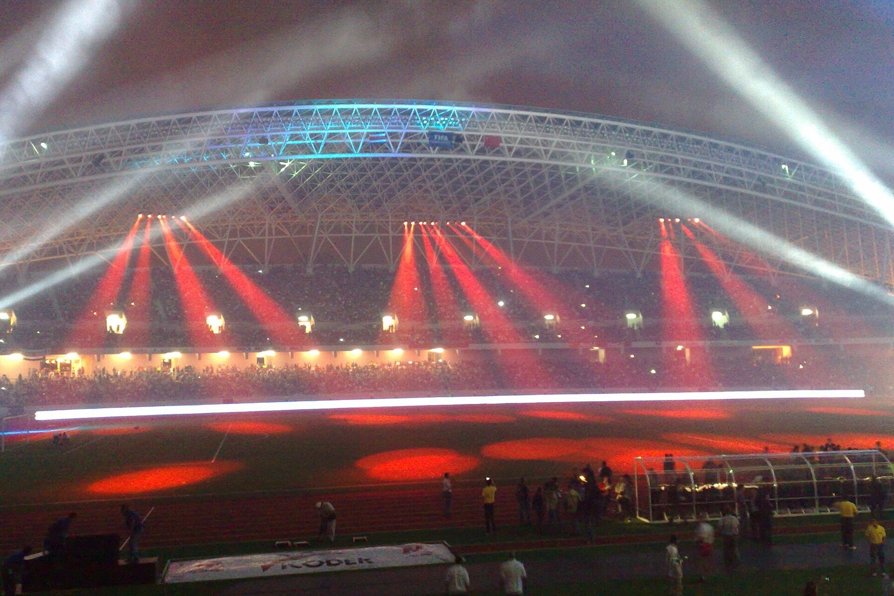 Concert lighting inside the Costa Rica National Stadium in San Jose