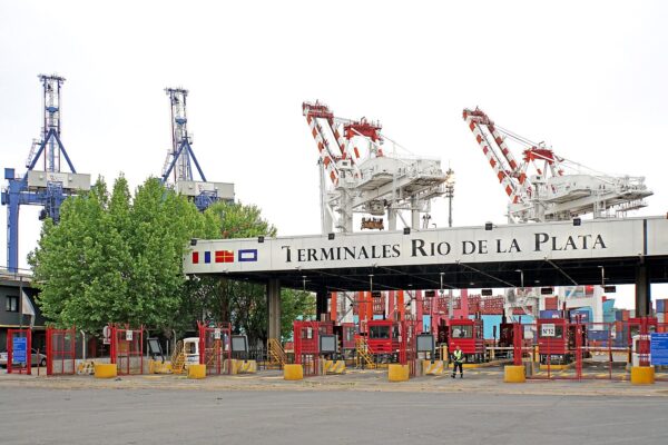 Container terminal in the port of Buenos Aires, where the Argentina trade surplus is loaded and unloaded