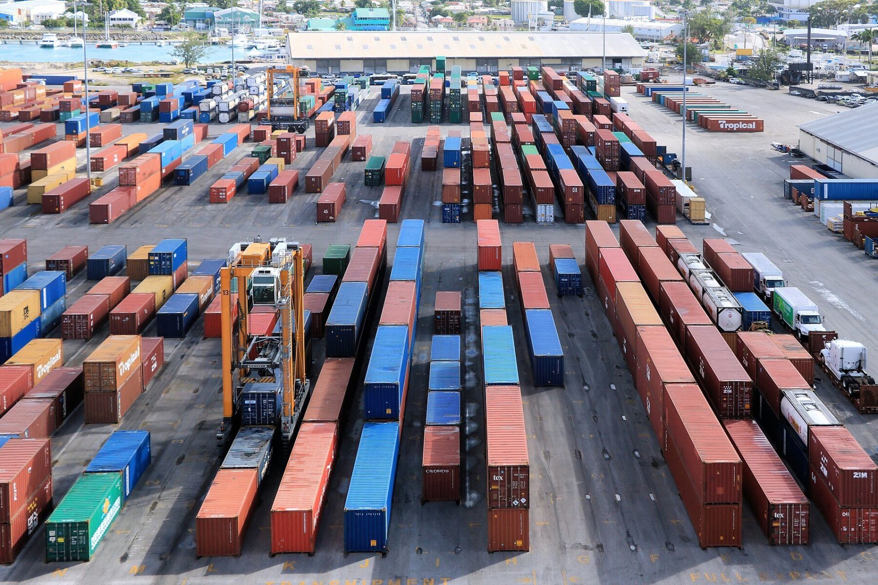 El Salvador - shipping containers at a Caribbean port representing the Belize trade deal