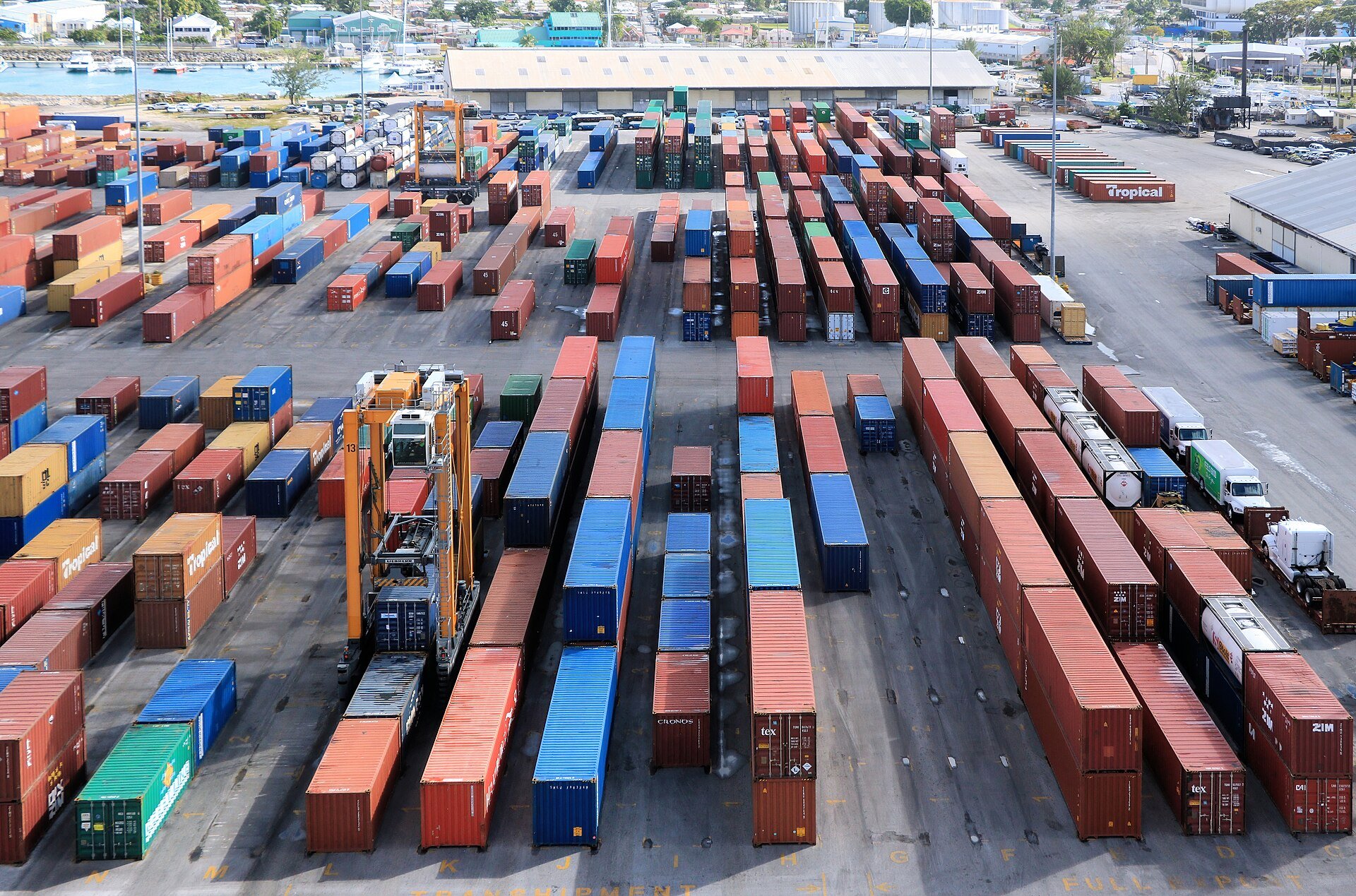 El Salvador - shipping containers at a Caribbean port representing the Belize trade deal