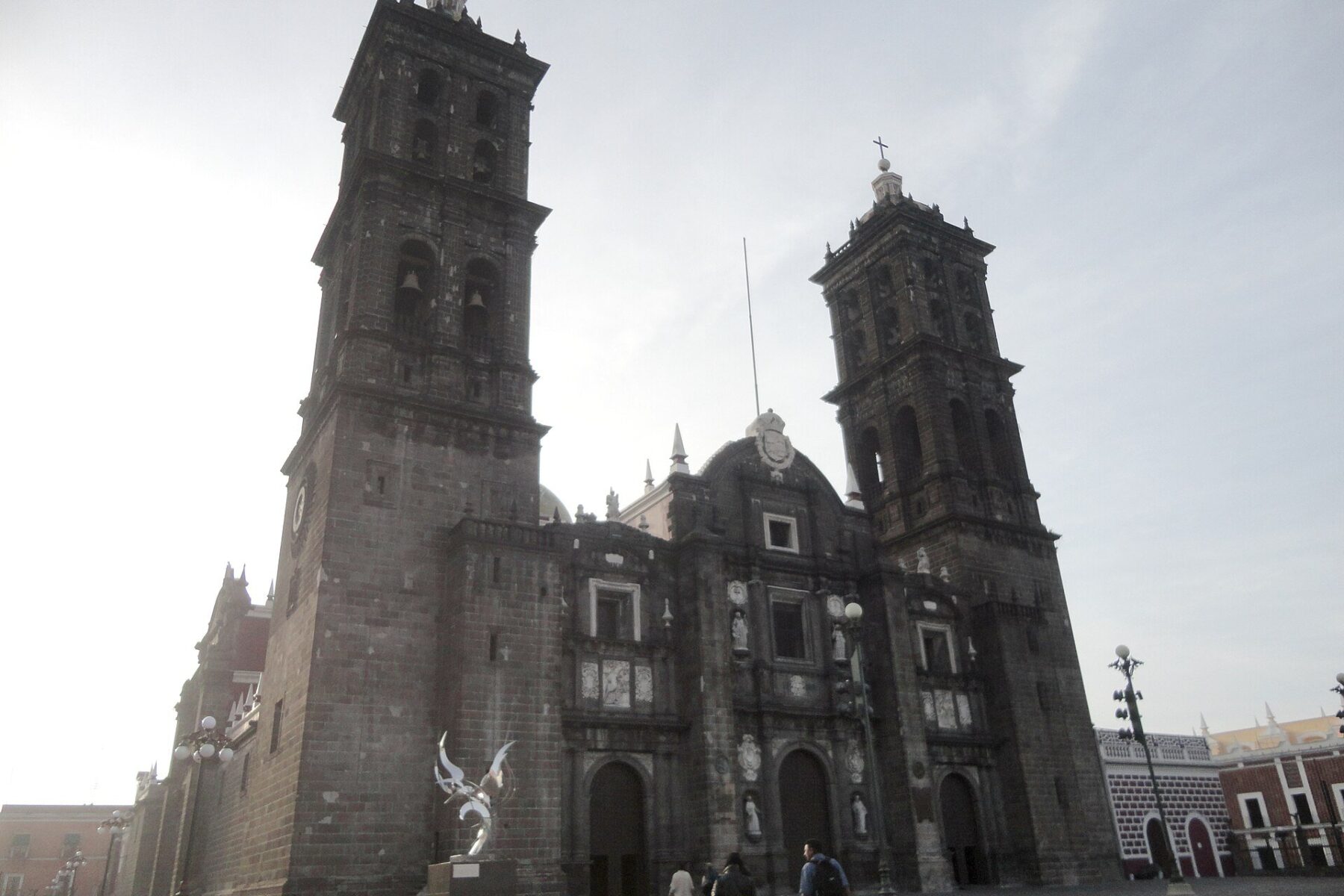 Puebla this weekend - the Puebla cathedral and historic center lit at dawn