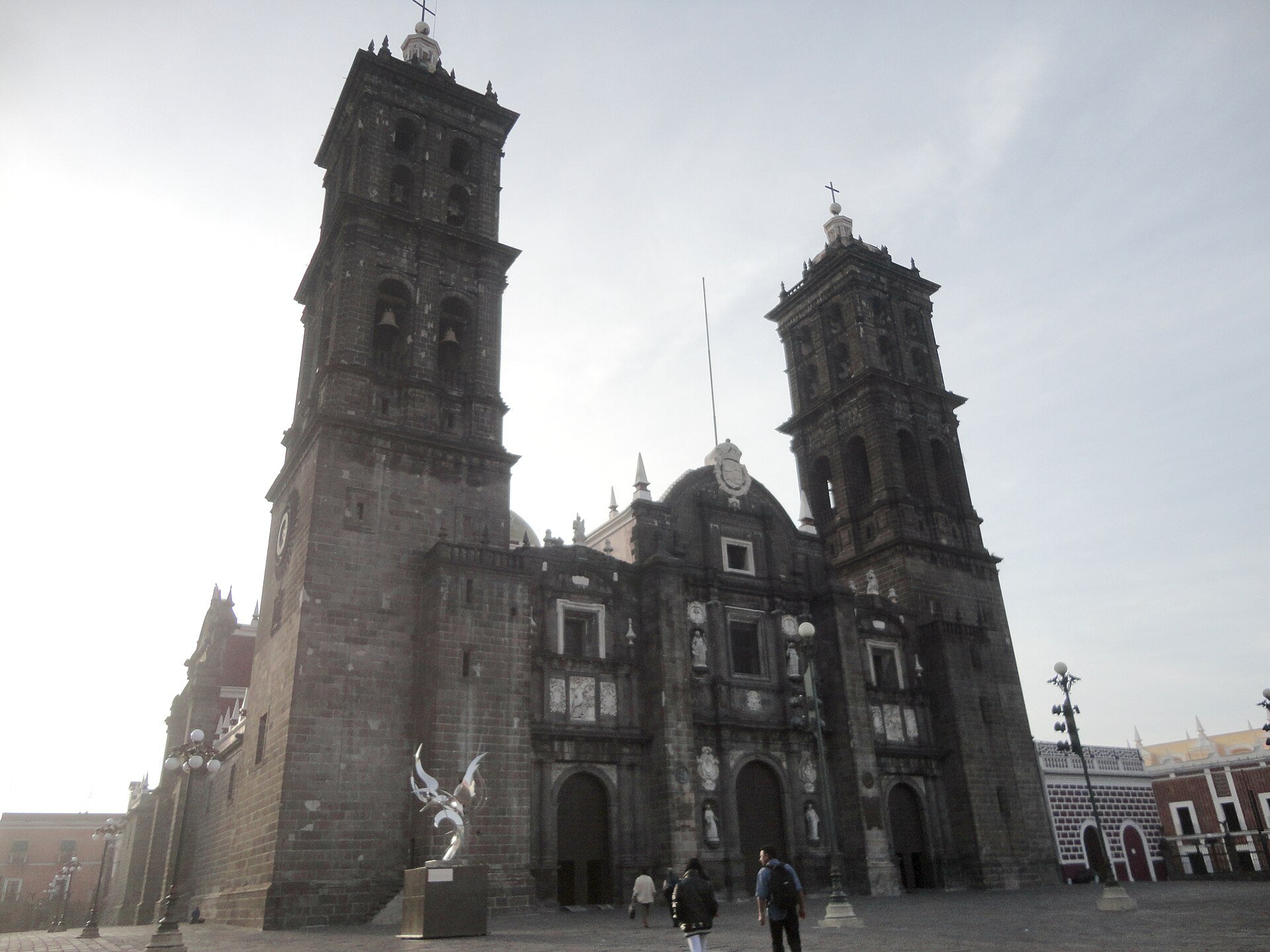 Puebla this weekend - the Puebla cathedral and historic center lit at dawn