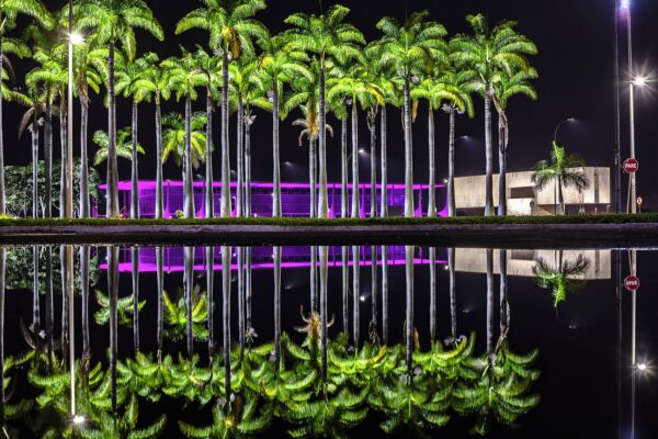 Brazil US tariff talks - the Planalto Palace in Brasília at night