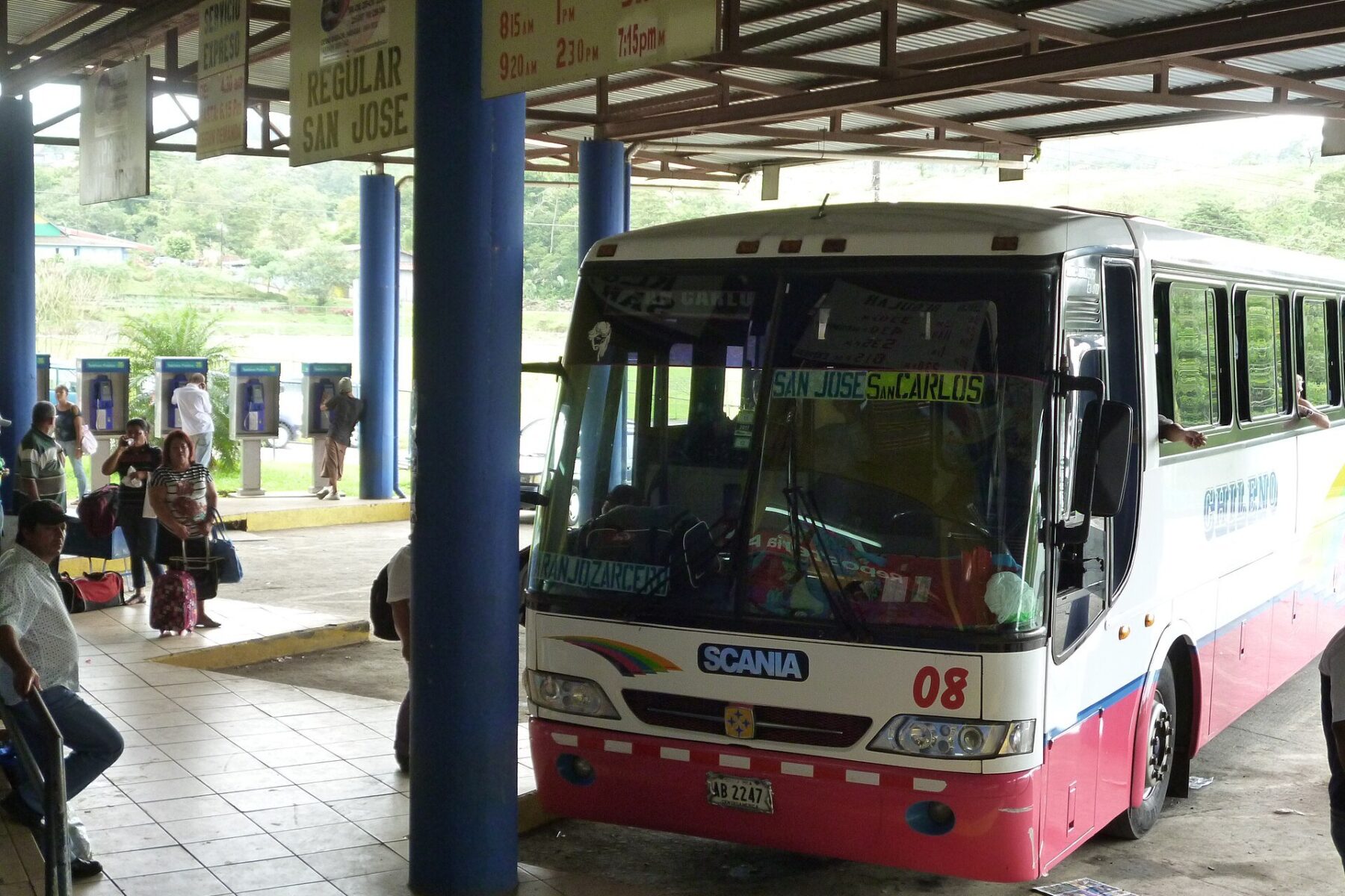 Ciudad Quesada - the central bus station in the highland town in Costa Rica