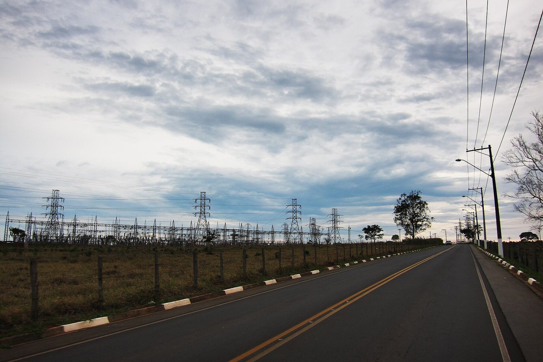 Brazil power surplus - transmission lines and a substation in Brazil