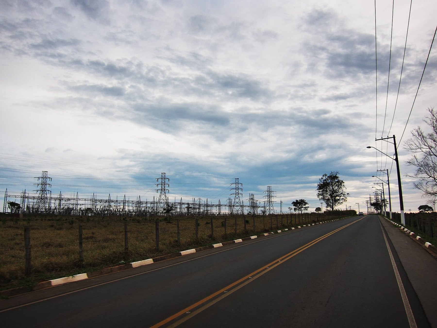 Brazil power surplus - transmission lines and a substation in Brazil
