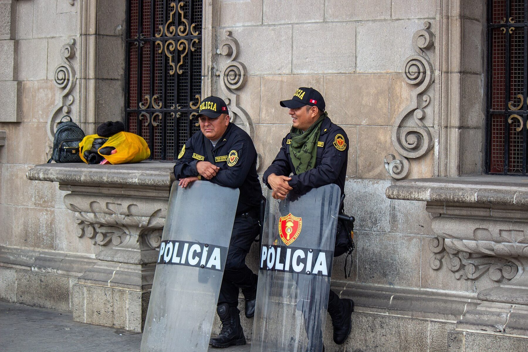 Peru police chief - National Police officers on duty in Lima
