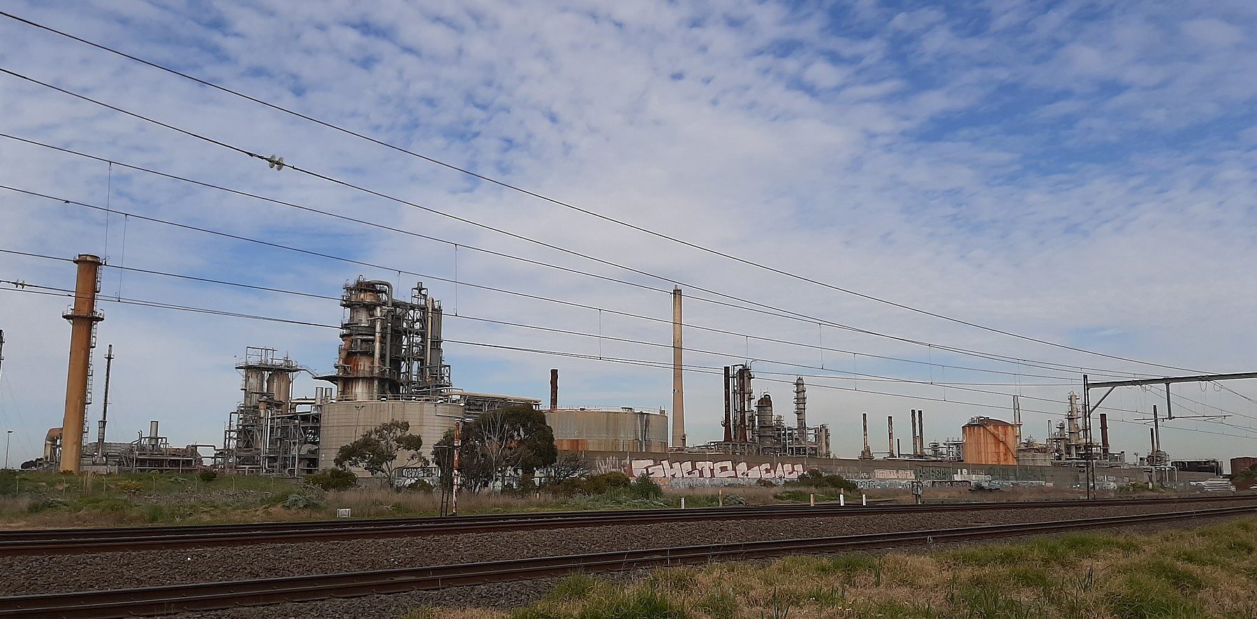 PDVSA refining - oil refinery towers and stacks against the sky in Venezuela