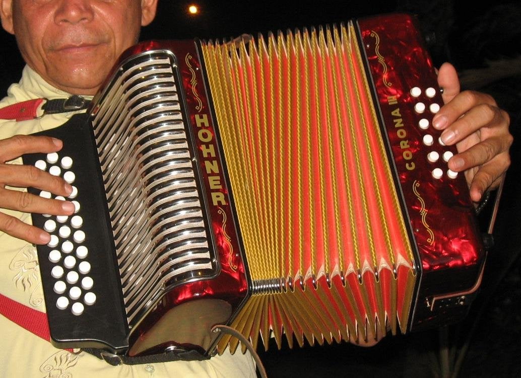 Vallenato al Parque - a traditional vallenato accordion, the festival's signature instrument