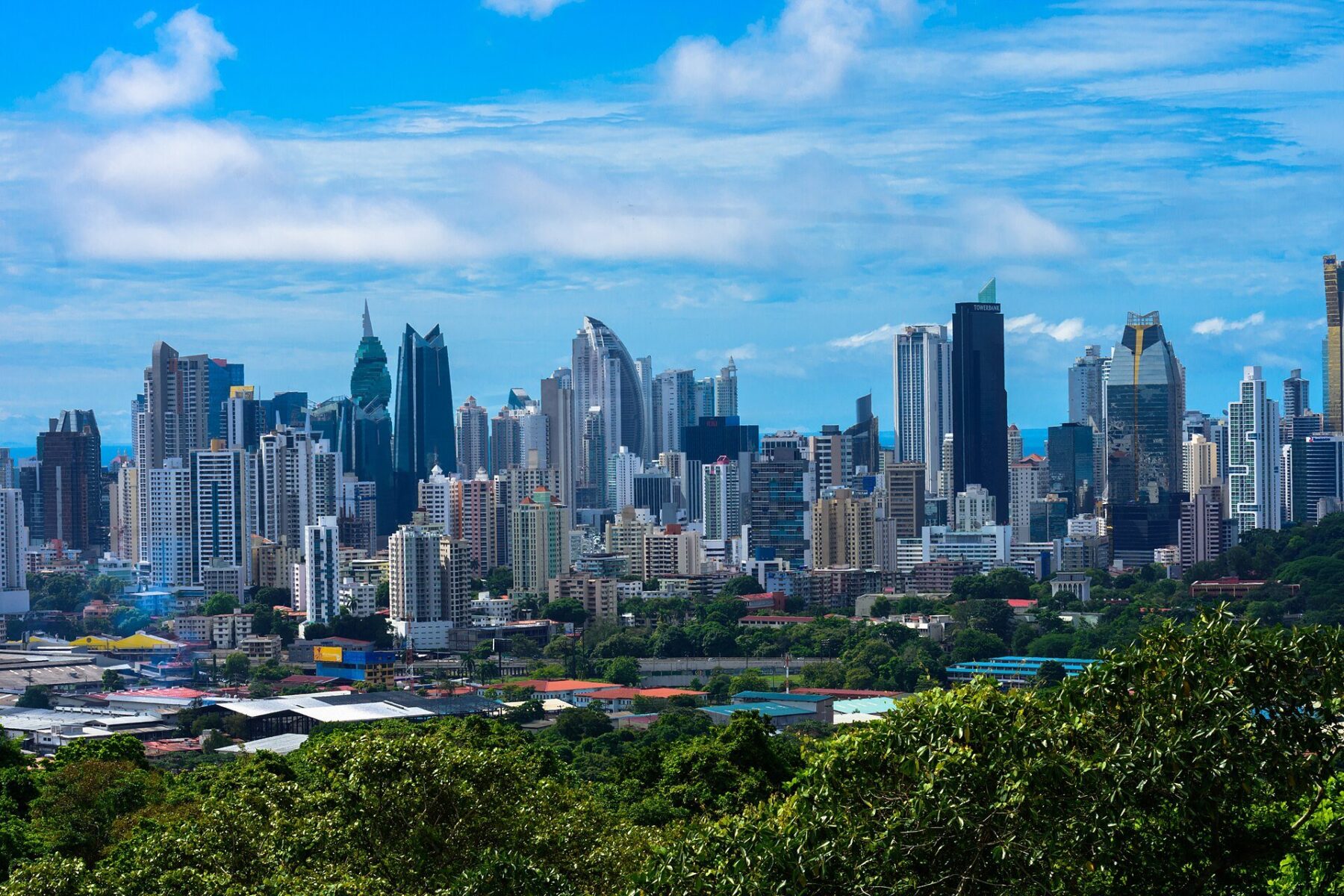 Panama City skyline of apartment and office towers, where a proposed Panama transfer tax break could cut closing costs on new homes