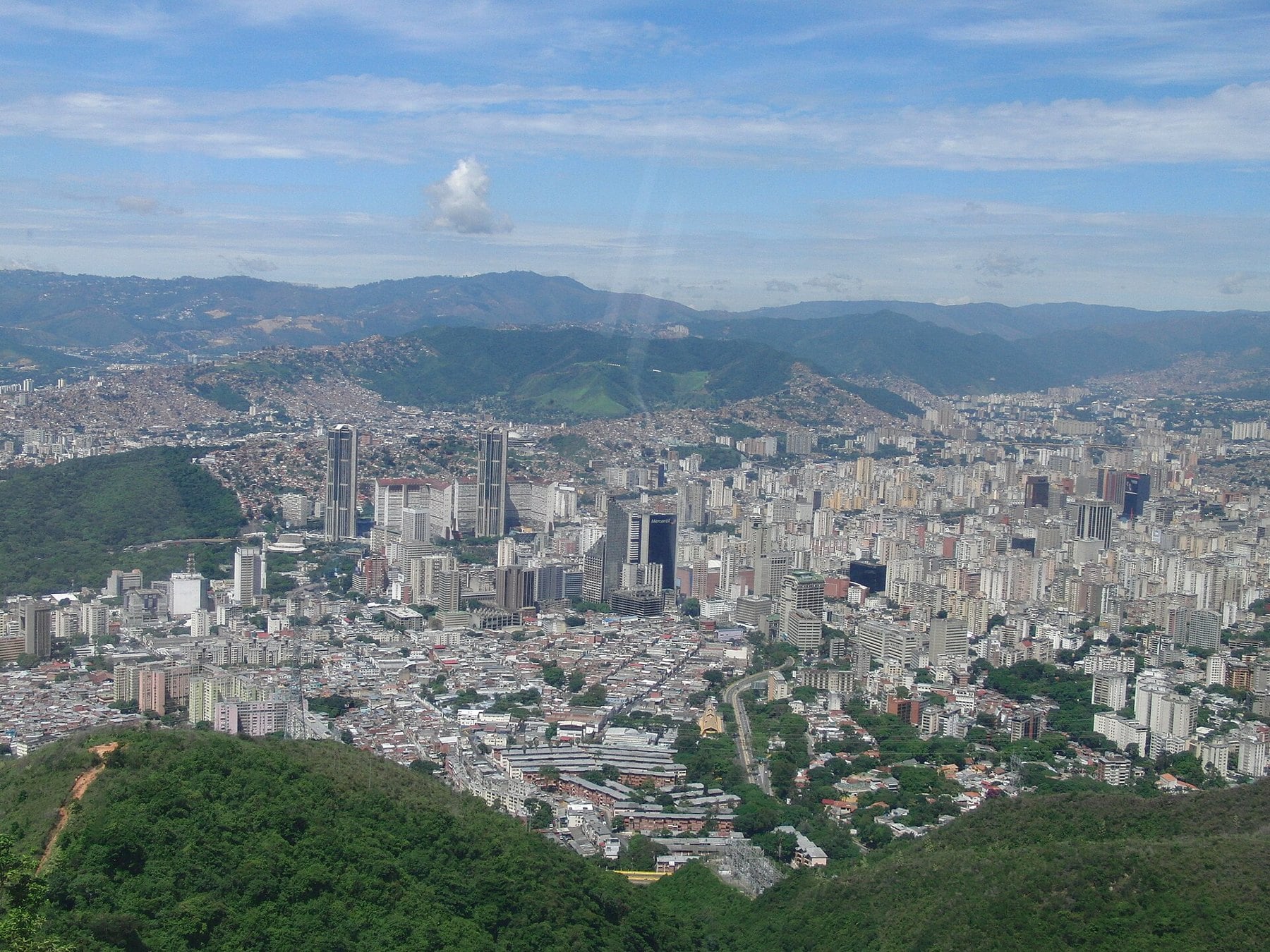 Caracas in its valley, where the Venezuela rains brought floods and landslides