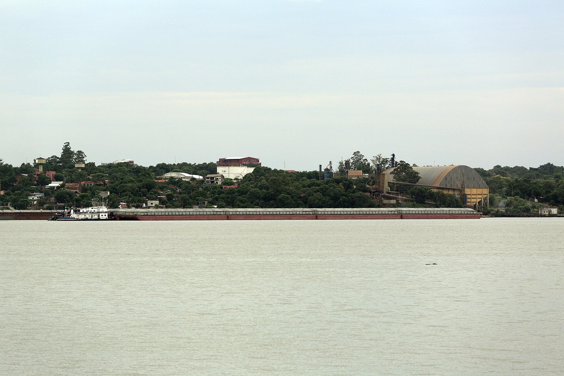 A barge convoy on the Paraná, the route the Paraguay waterway toll applies to