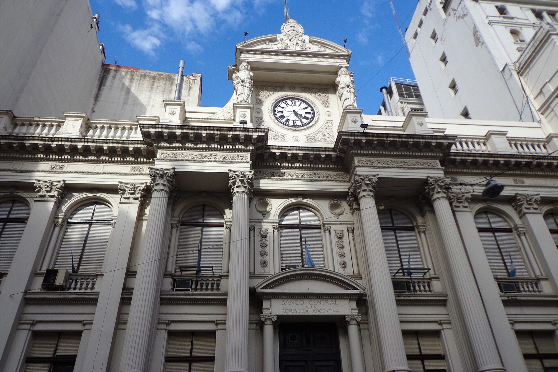 Argentina budget surplus - the Banco Central building in central Buenos Aires
