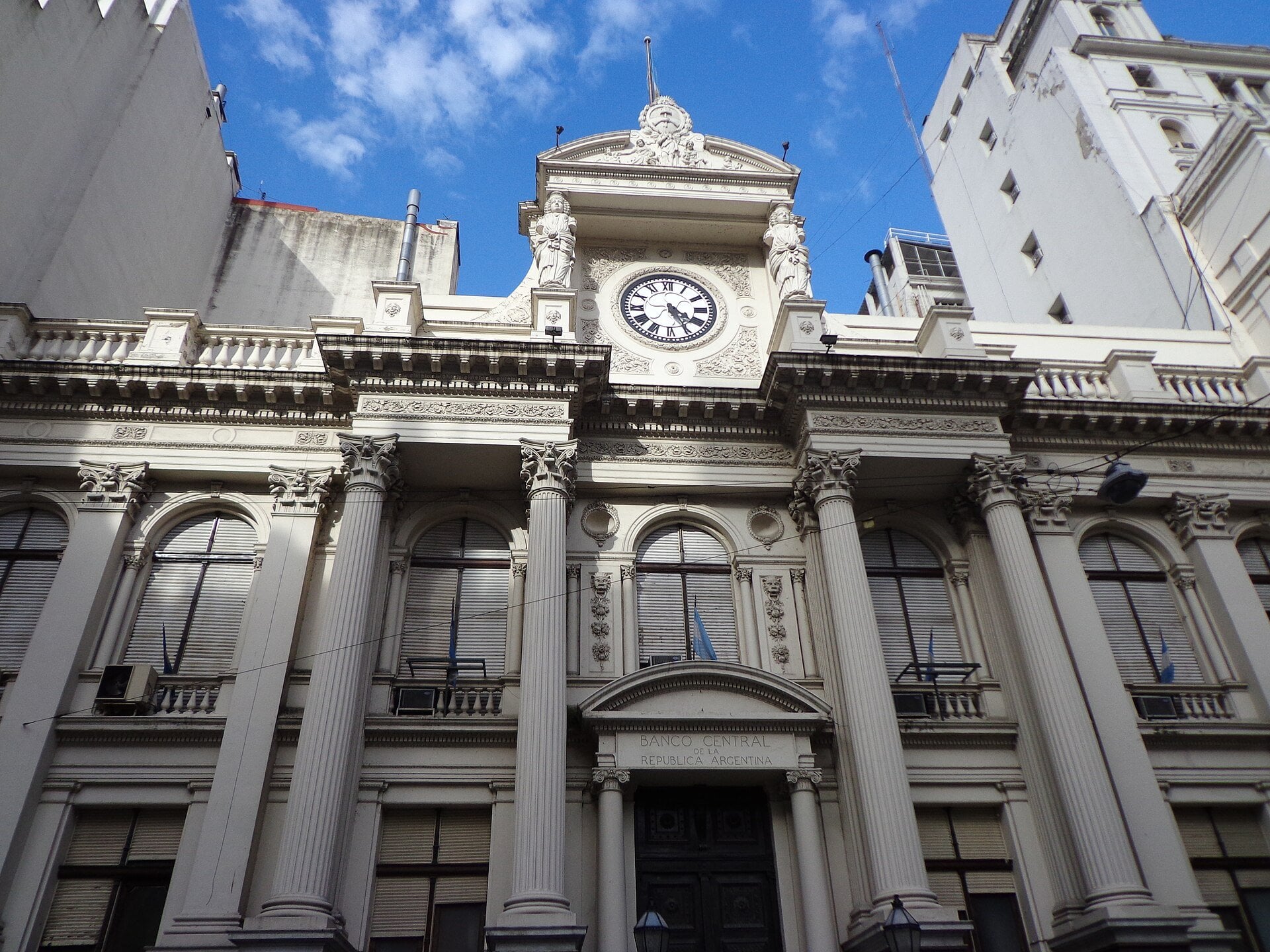 Argentina budget surplus - the Banco Central building in central Buenos Aires