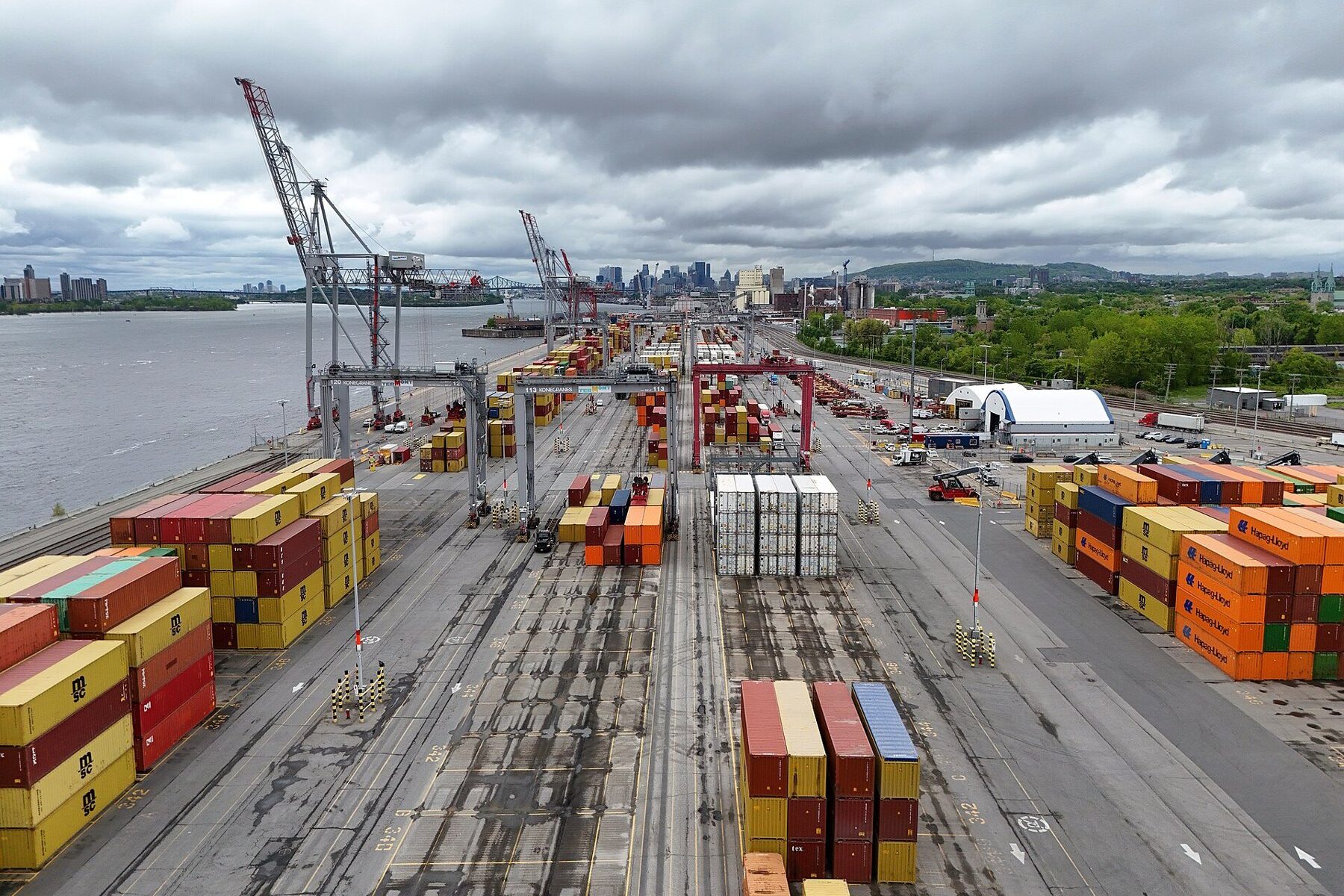 Mexico USMCA review - containers stacked at the Port of Montreal in Canada