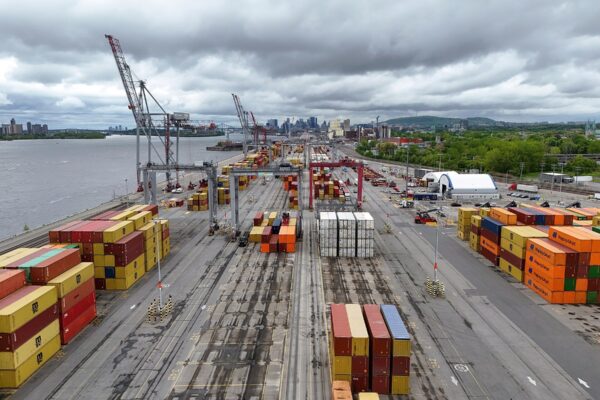 Mexico USMCA review - containers stacked at the Port of Montreal in Canada