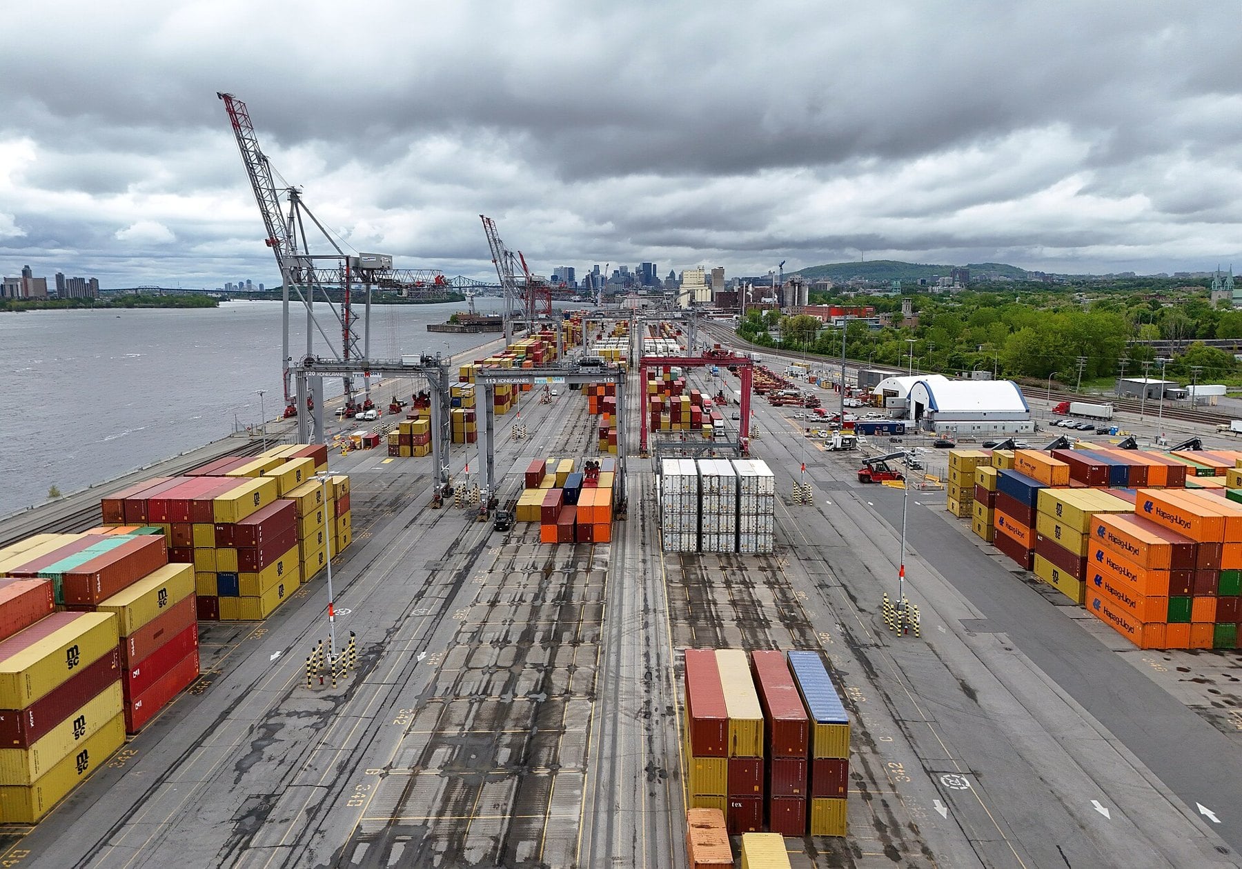 Mexico USMCA review - containers stacked at the Port of Montreal in Canada
