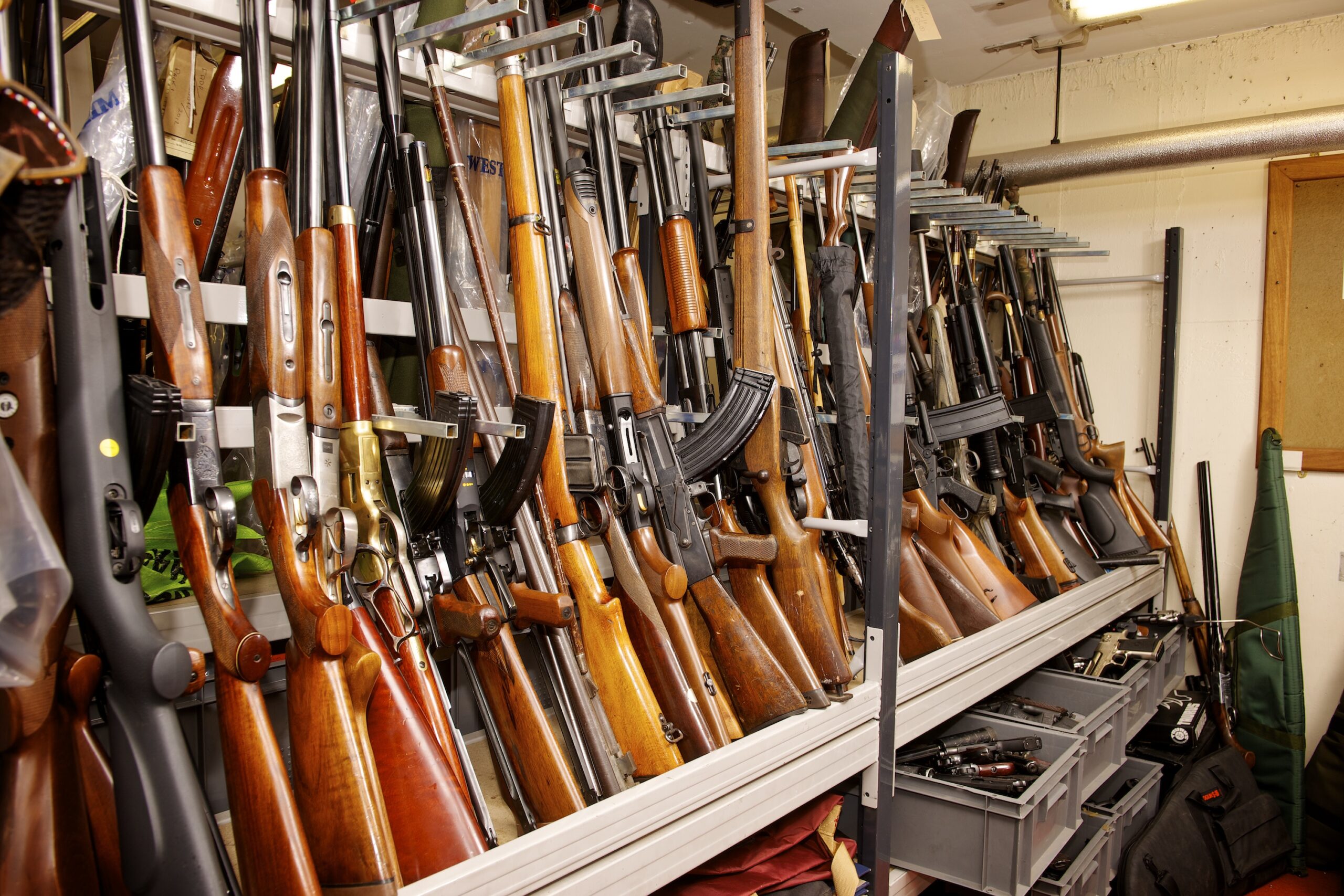 Bolsonaro's seized weapons — a rack of confiscated firearms