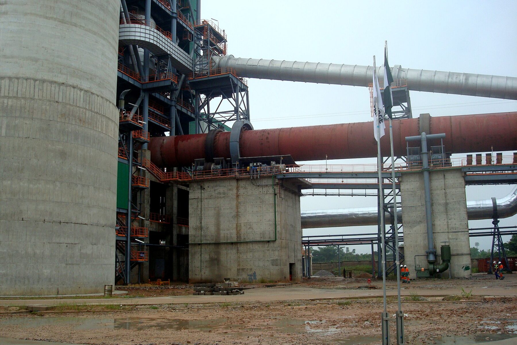 Rotary kiln area of the Lafarge cement factory at Ewekoro, Ogun State, Nigeria