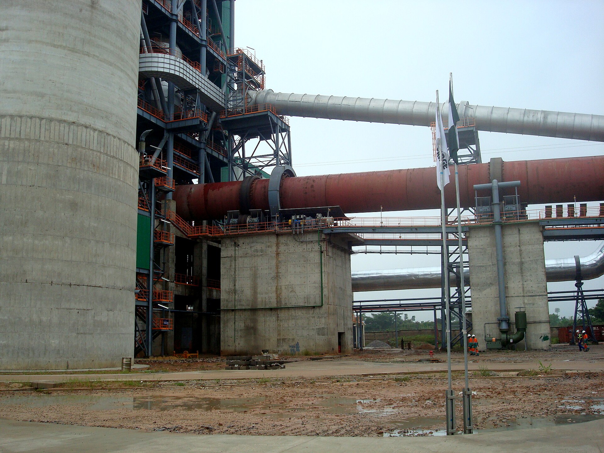The rotary kiln area of Lafarge's cement factory at Ewekoro in Ogun State, Nigeria