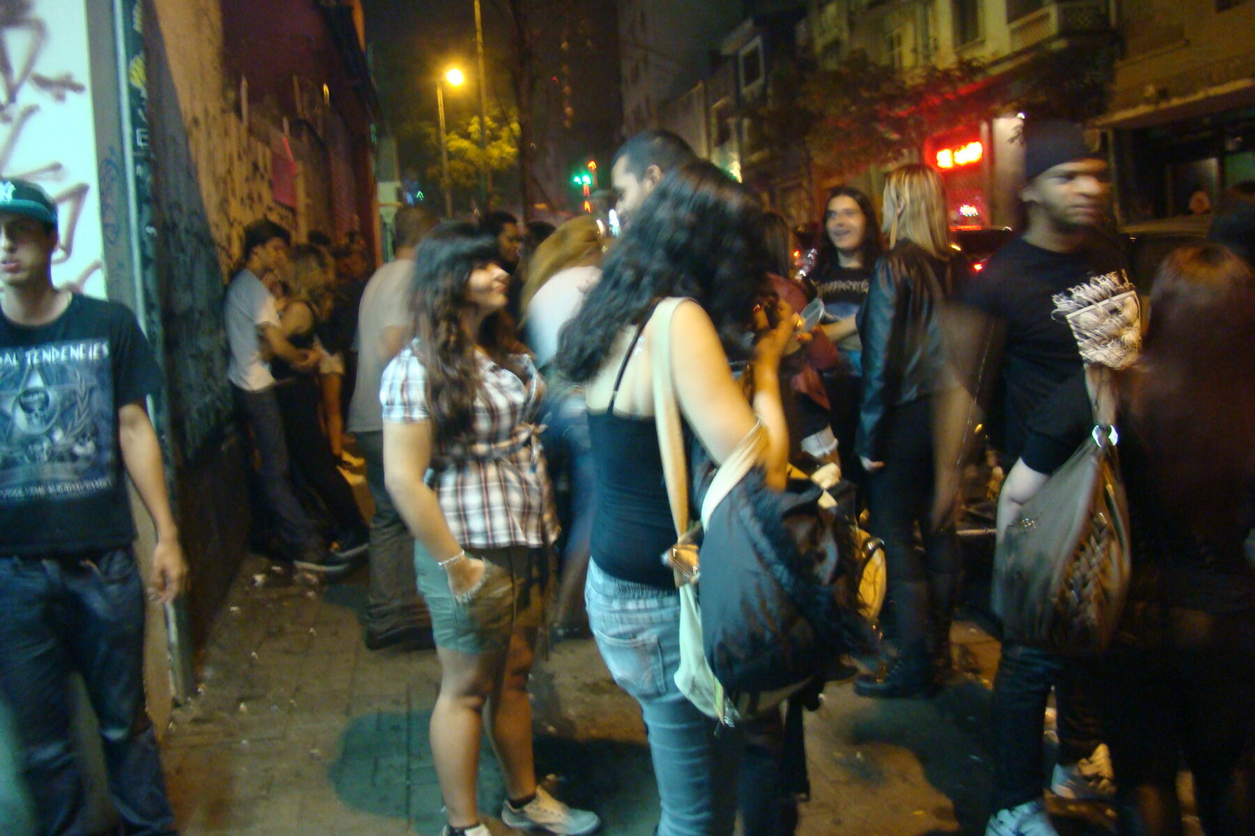 A busy street on the Augusta corridor at night, a centre of São Paulo nightlife