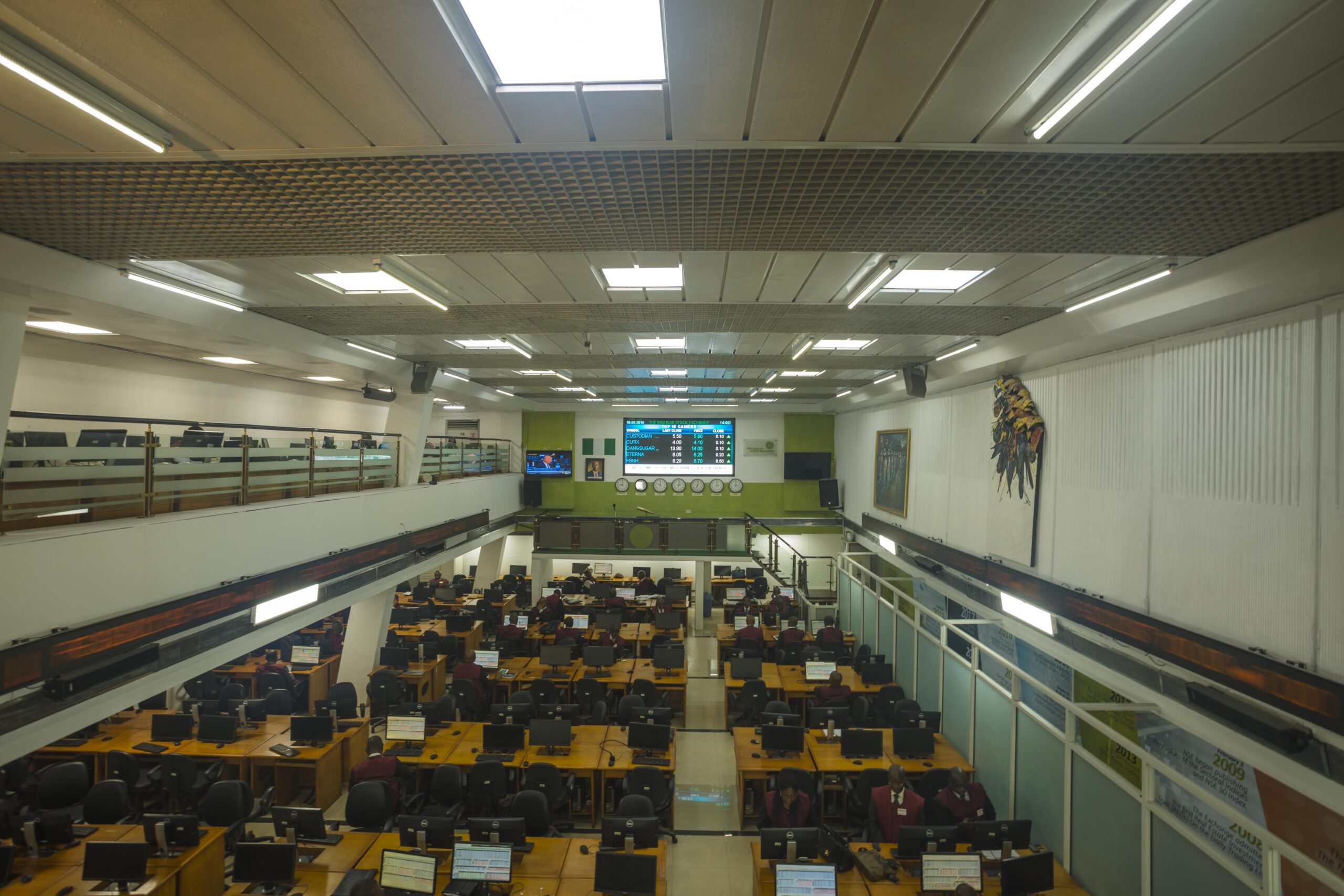 A stock exchange trading floor, illustrating the Nigeria stock market foreign investor retreat