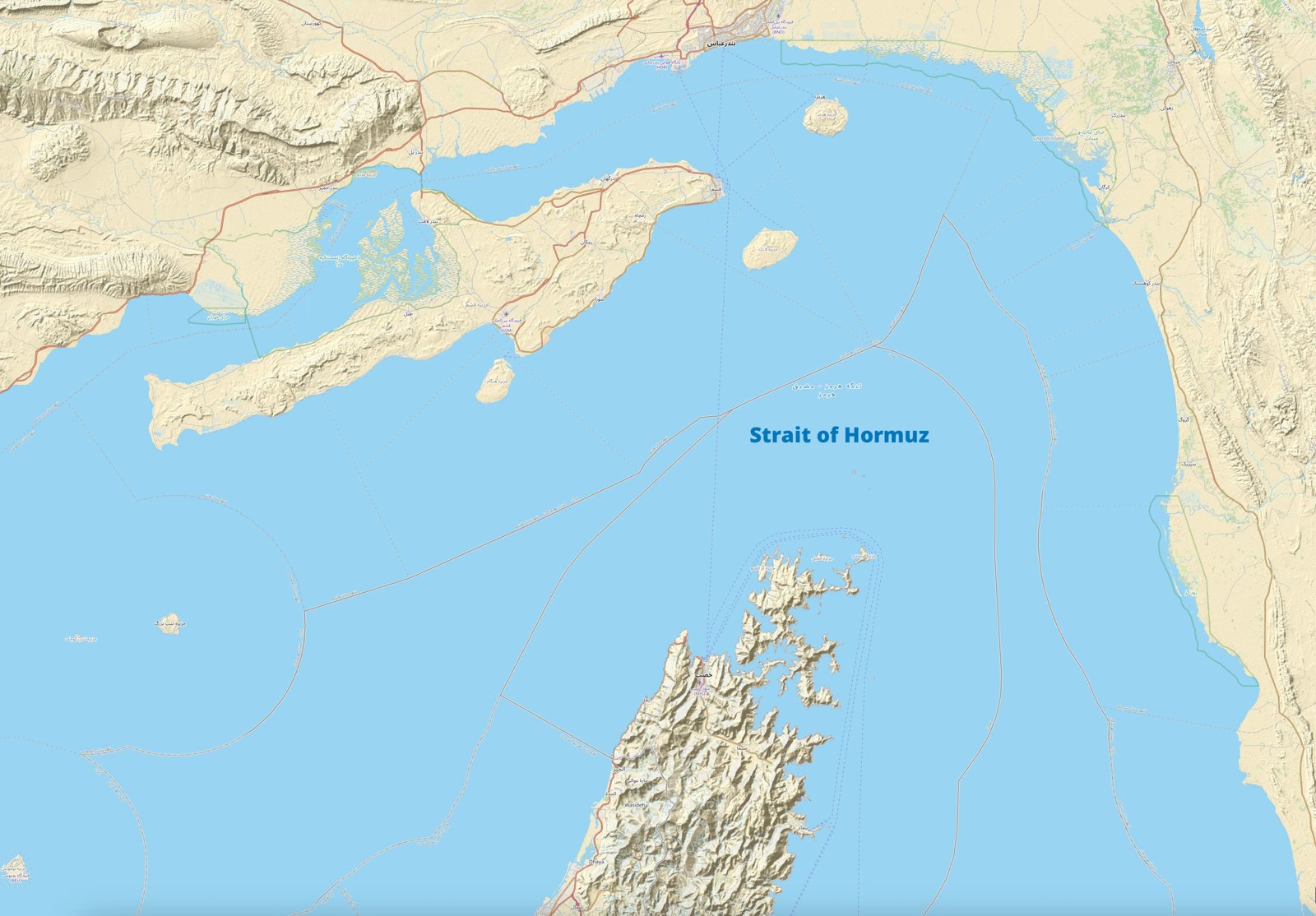Map of the Strait of Hormuz shipping chokepoint