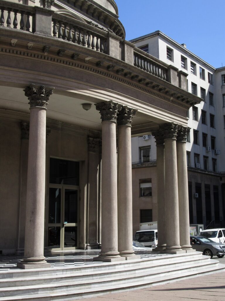 The neoclassical facade of the Teatro Solís in Montevideo