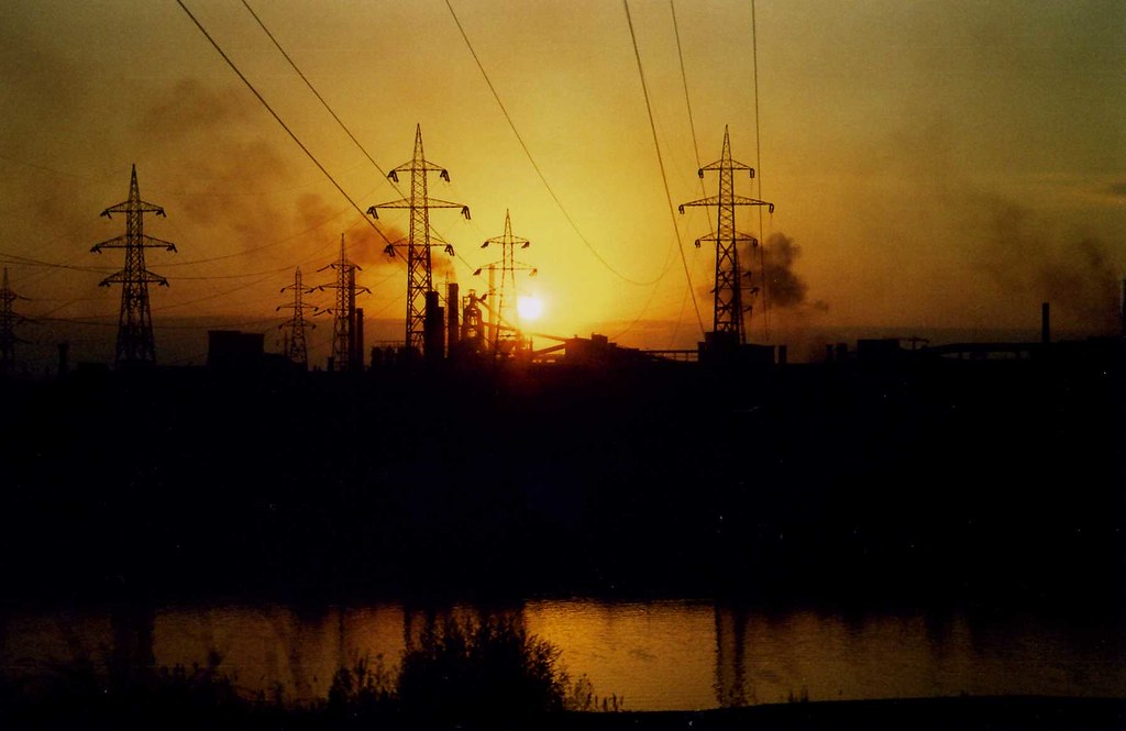 Steel mill at dusk