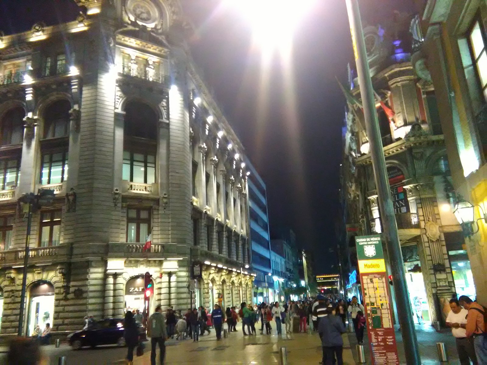 Mexico City’s historic centre at night.