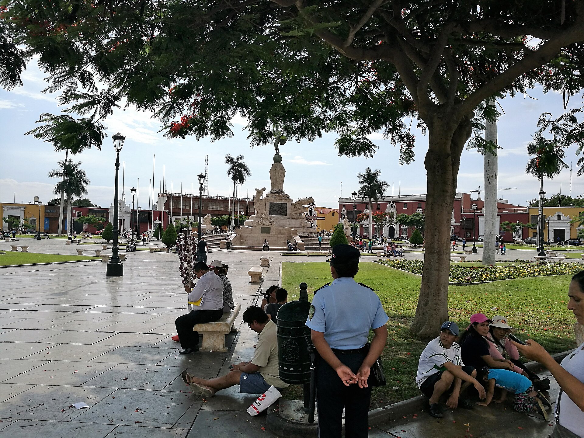 Trujillo, Peru &mdash; a police officer on duty at the Plaza de Armas