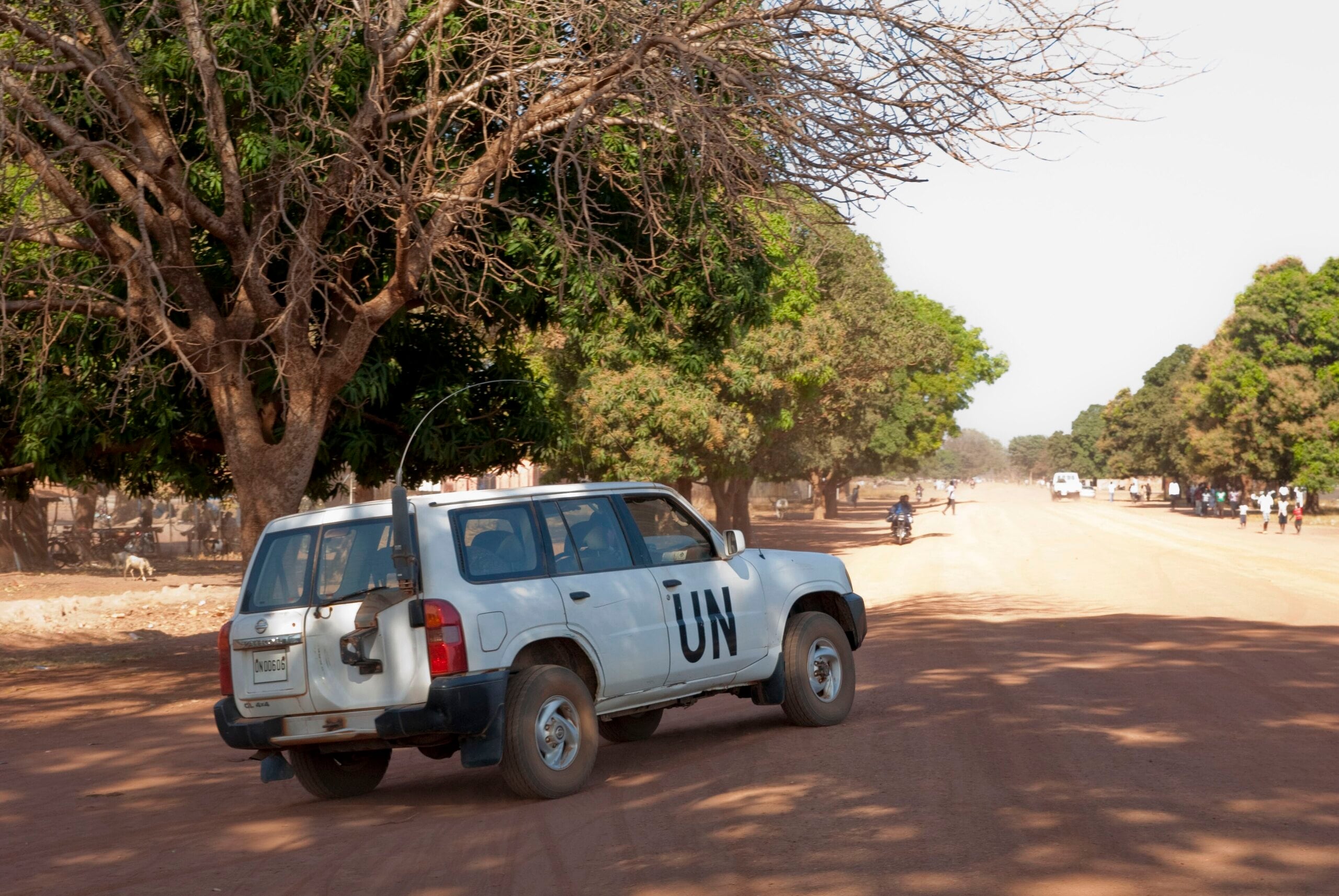 Ethiopian peacekeepers - a United Nations vehicle on a road in South Sudan