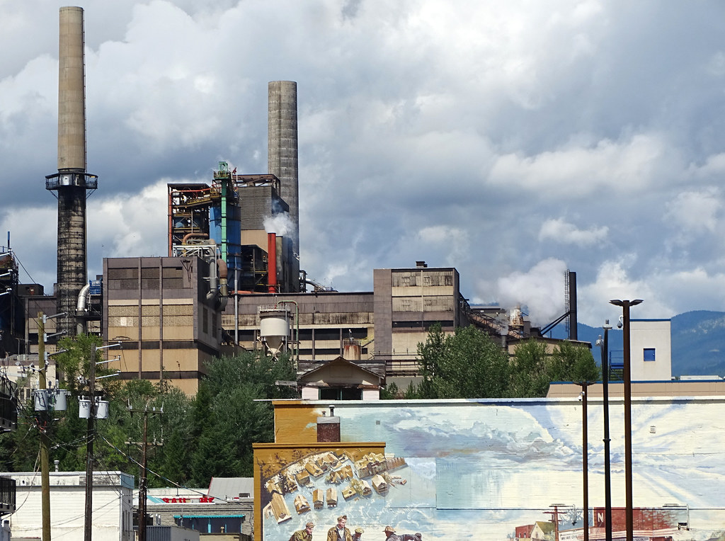 A zinc and lead smelter complex in Trail, British Columbia, Canada.